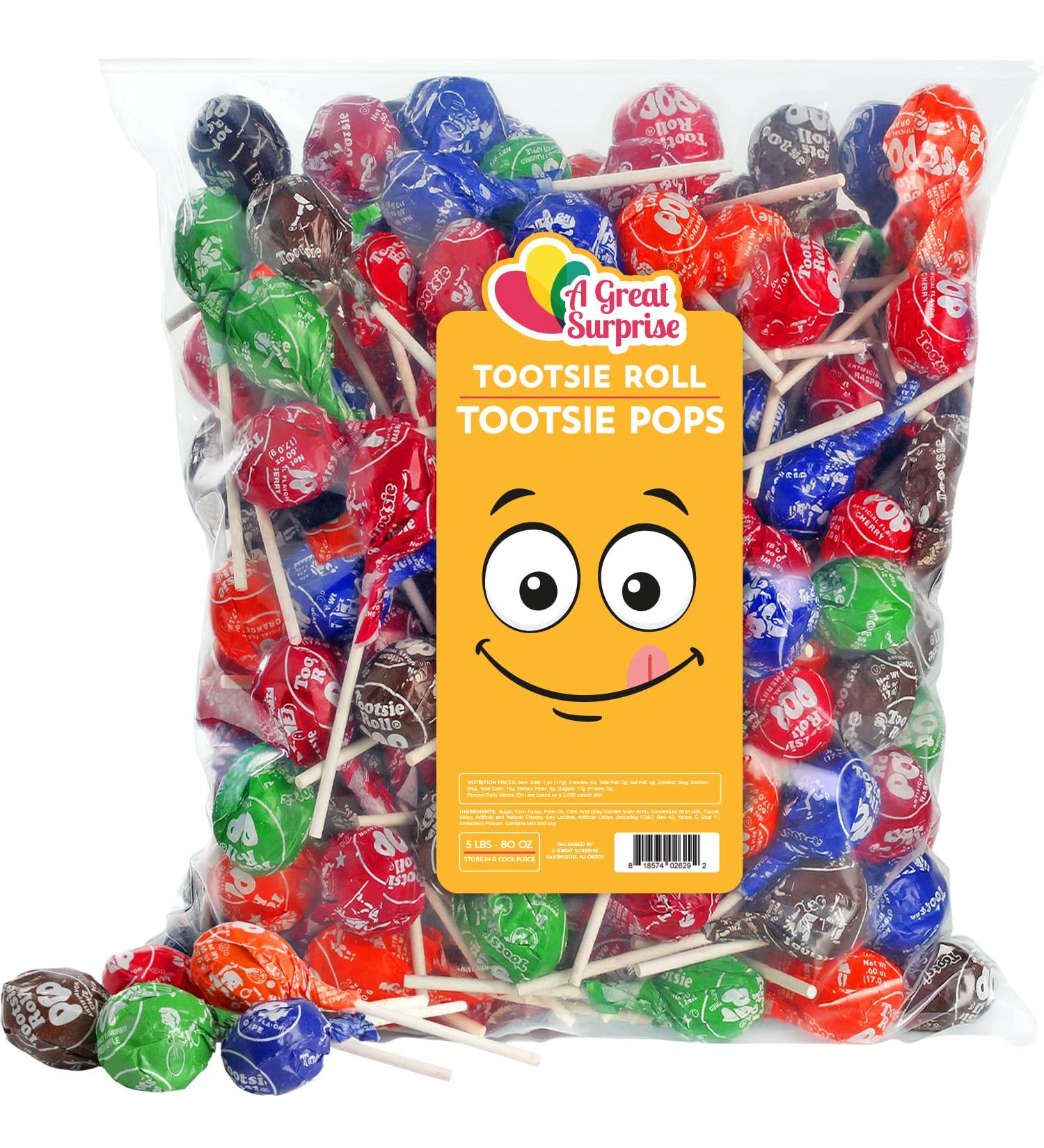 Tootsie Roll Pops - 5 lb Family Size Party Bag - Assorted Flavored Lollipops - Buy Online on GoSupps.com