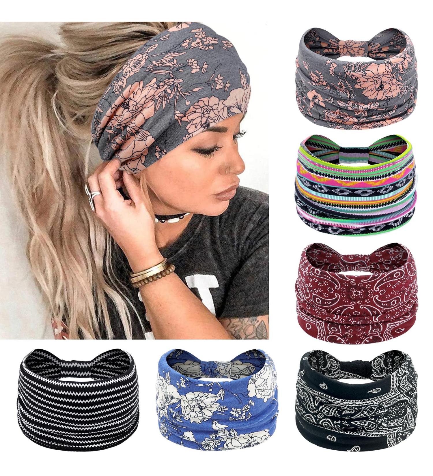 Buy Propog Women's Hair Bands - 6 Pieces Boho Headband Set for Summer & Yoga | Elastic Wide Hair Straps & Accessories - Buy Online on GoSupps.com
