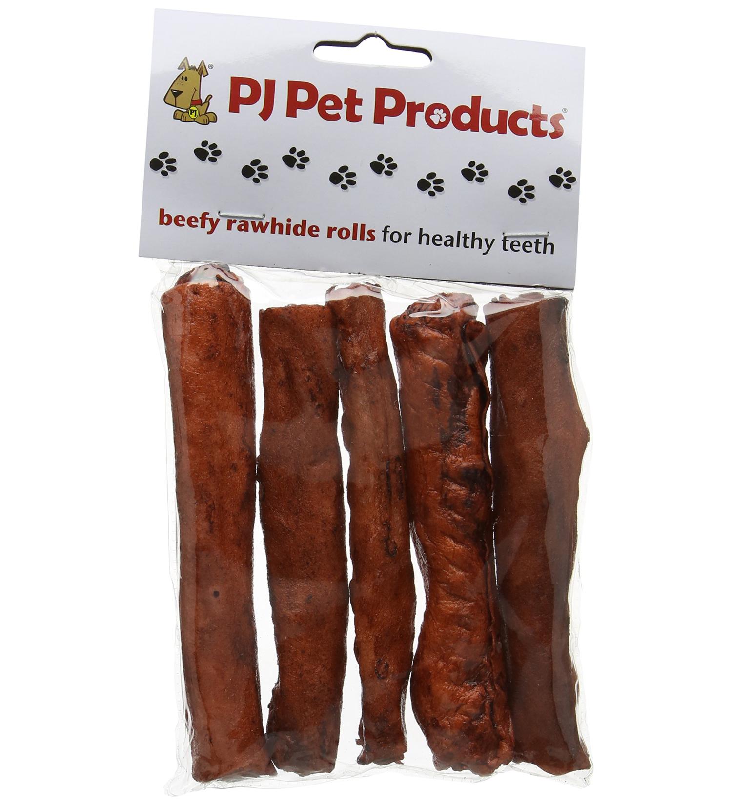 PJ Pet Poducts Beefy Rawhide Rolls 15 cm (50 Pieces x 22 g) - Buy Online on GoSupps.com