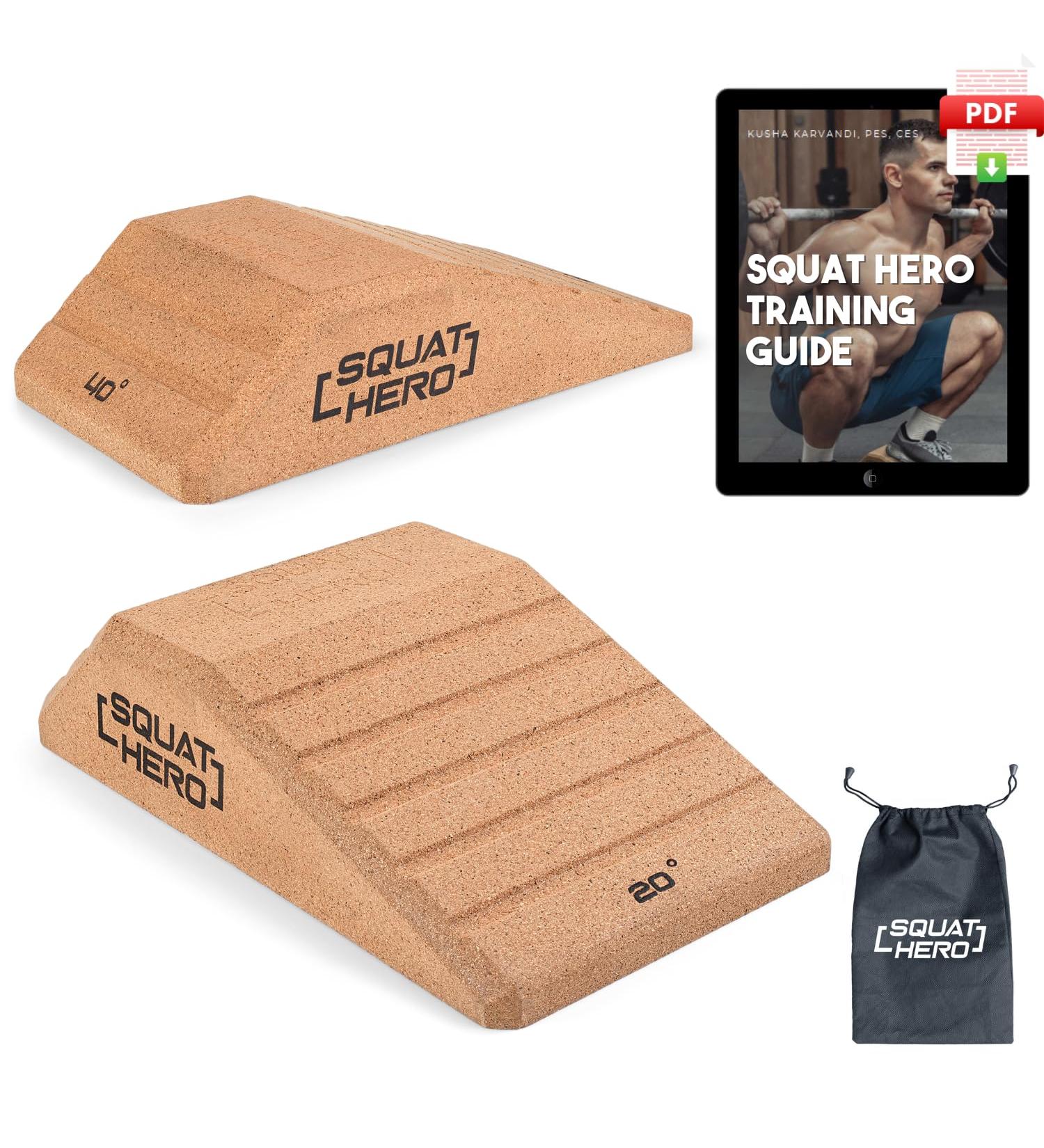Squat Hero Cork Wedge Block - Non-Slip Sloping Board for ATG Training | Patent Registered Ideal for Knees Over Toes - 2 Pack - Buy Online on GoSupps.com