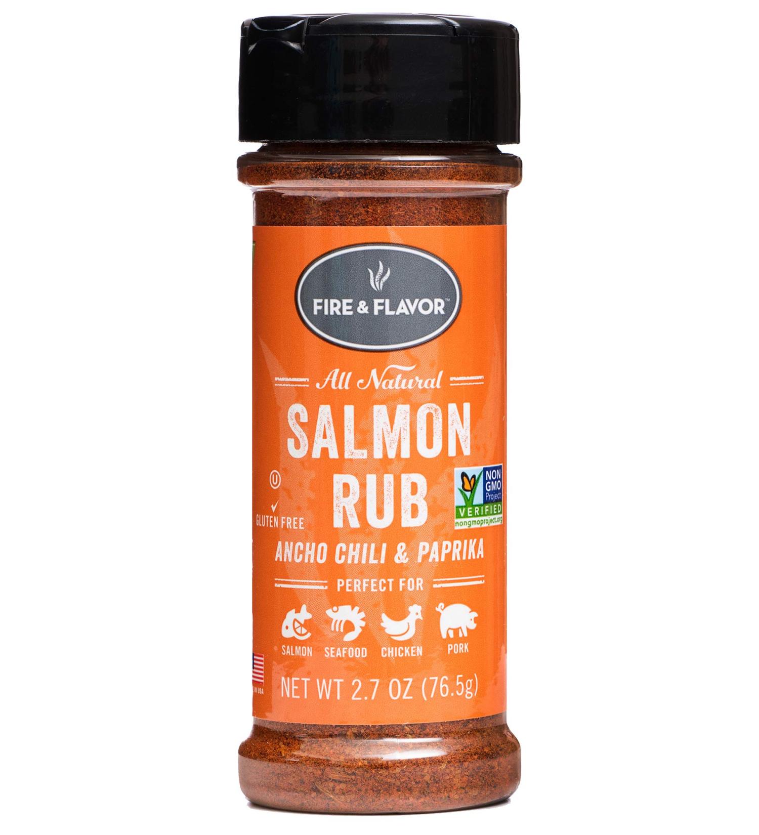 Fire & Flavor Salmon Rub & Everyday Seasoning  All-Natural  Sweet & Smoky  2.7 Oz Salmon & Everyday Rub - Buy Online on GoSupps.com