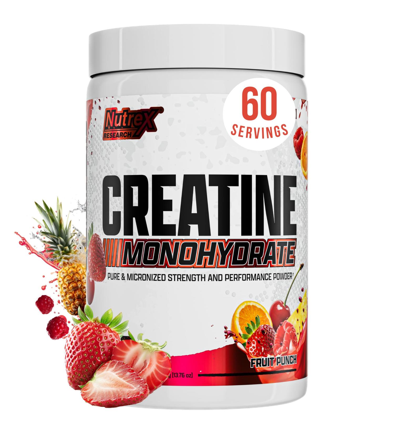 Nutrex Research Flavored Creatine Powder Fruit Punch | 5g Creatine Mixes Easily | Supports Energy Muscle Growth Energy and Performance | 60 Servings (60 Servings Fruit Punch) Fruit Punch 13.75 Ounce (Pack of 1) - Buy Online on GoSupps.com