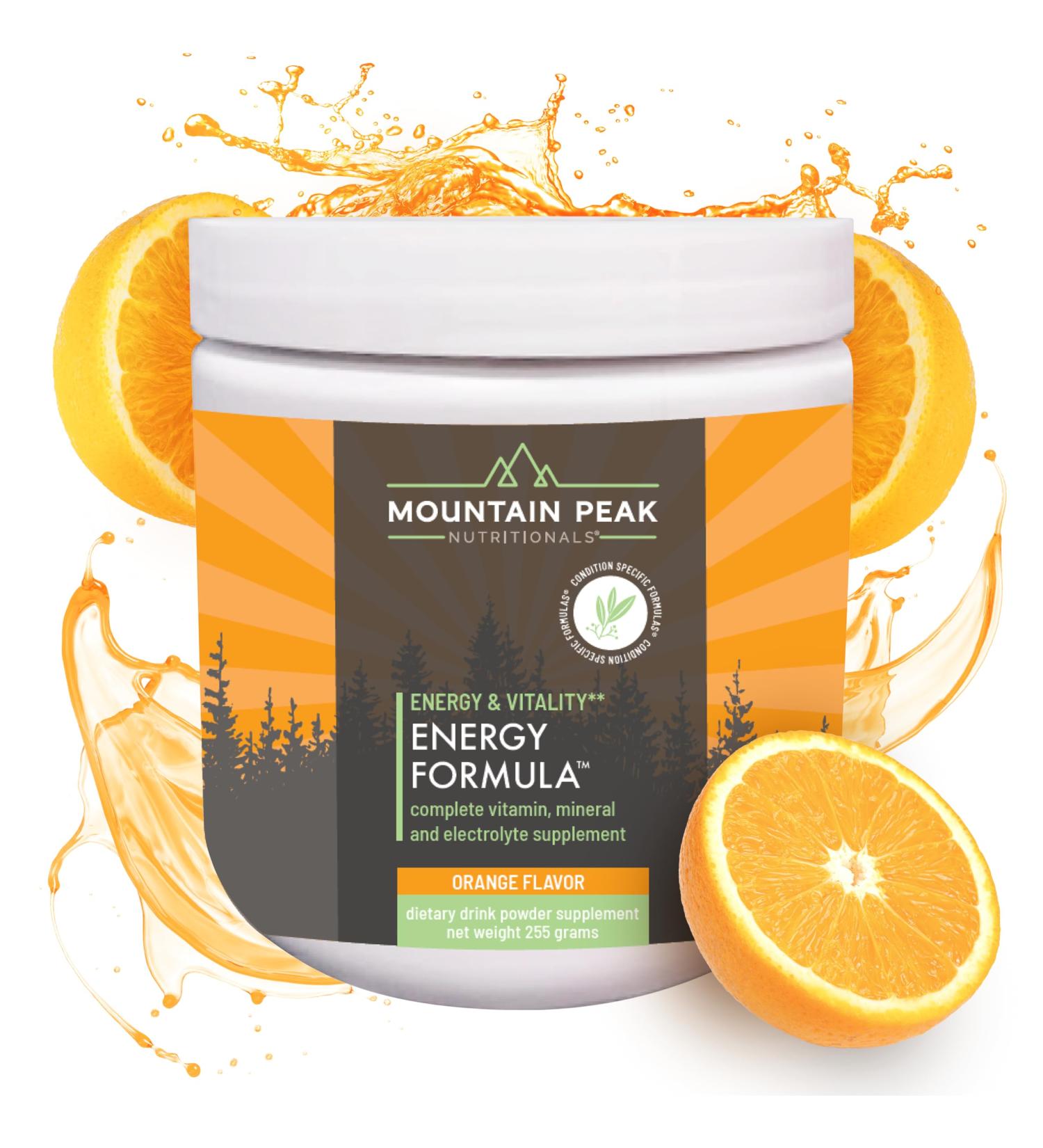 Mountain Peak Nutritionals Energy Formula - All in One Multi-Mineral Powder - Complete Nutrition Vitamin Mineral and Electrolyte Supplement for Men & Women - Orange Flavor (255g 30 Servings) 8.99 Ounce (Pack of 1) - Buy Online on GoSupps.com