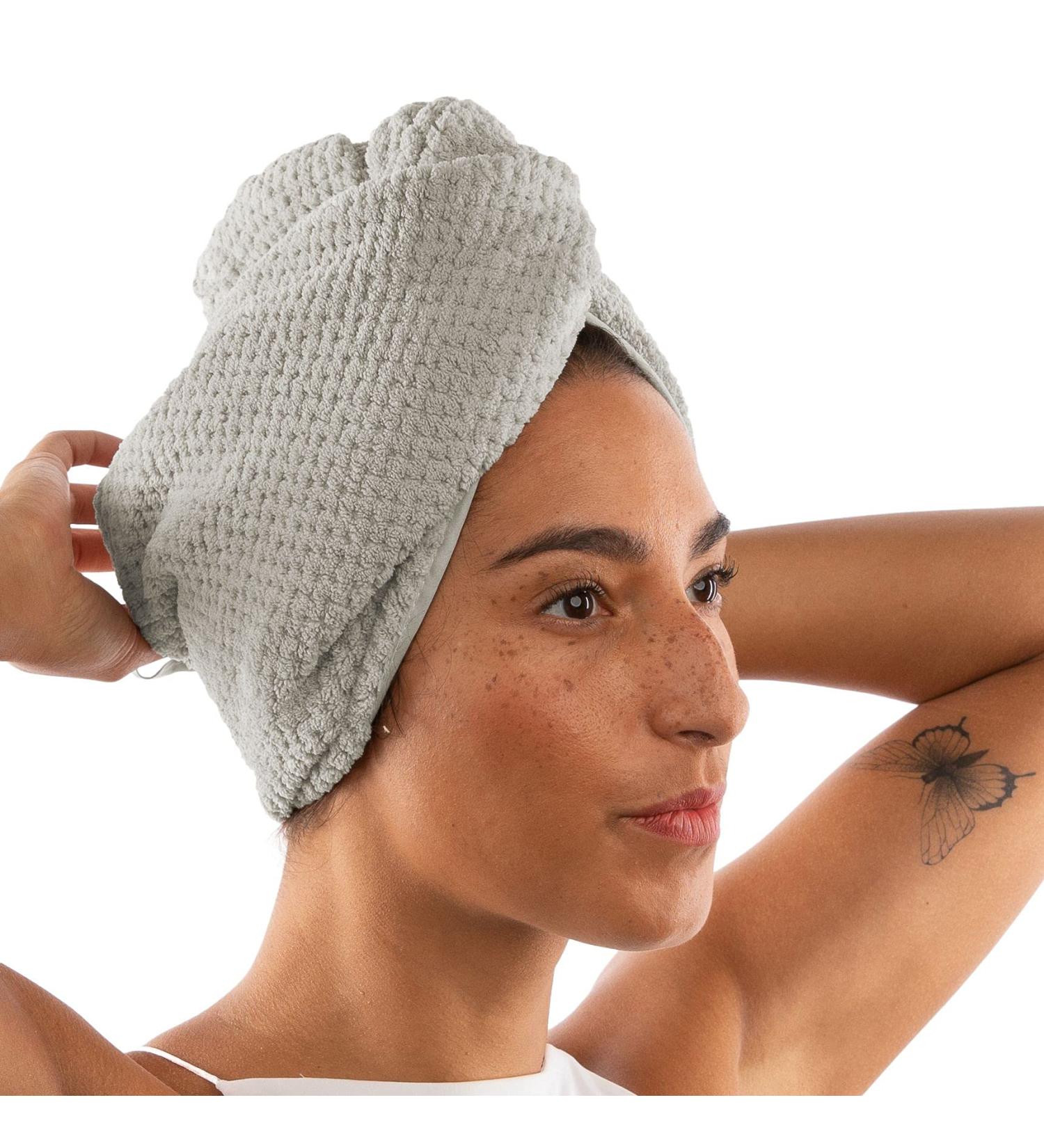 UB-STORE Luxury Grey Microfiber Hair Towel Wrap - Ultra Absorbent & Quick Dry Head Turban for All Hair Types - Luna Grey - Buy Online on GoSupps.com
