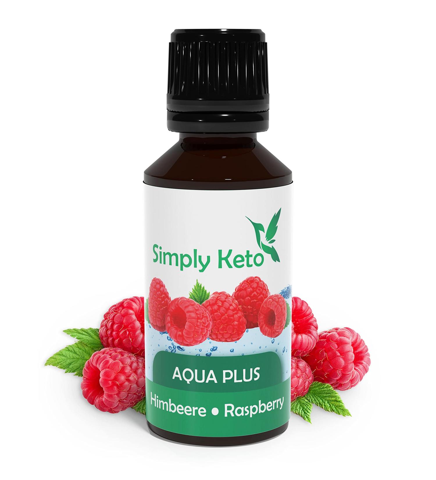 Simply Keto Aqua Plus Flavor Drops Raspberry 30ml Natural flavor drops without calories Syrup alternative for 12 liters of water with authentic taste Aspartame & Sugar Free - Buy Online on GoSupps.com