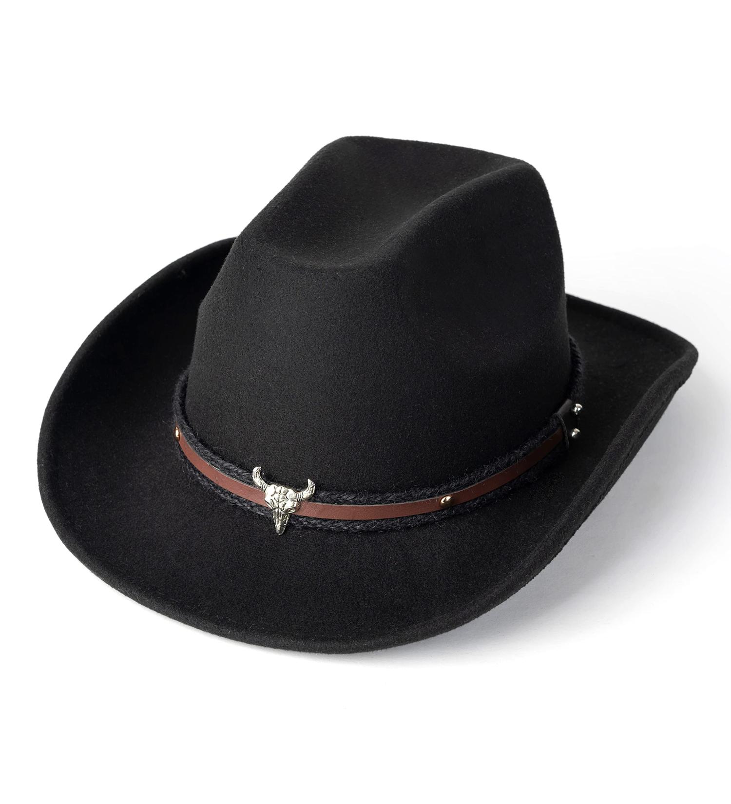HUDANHUWEI Wide Brim Cowboy Hat in Z-Black - Men's and Women's Vintage Pinch Front Cowgirl Hat - Buy Online on GoSupps.com