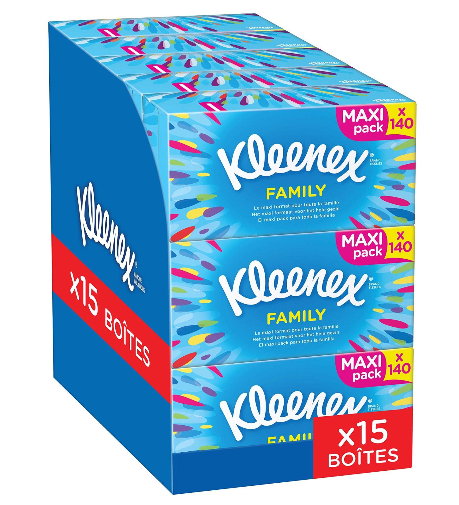 Kleenex FAMILY Paper tissues Pack of 15 Maxi Format Boxes - Buy Online on GoSupps.com
