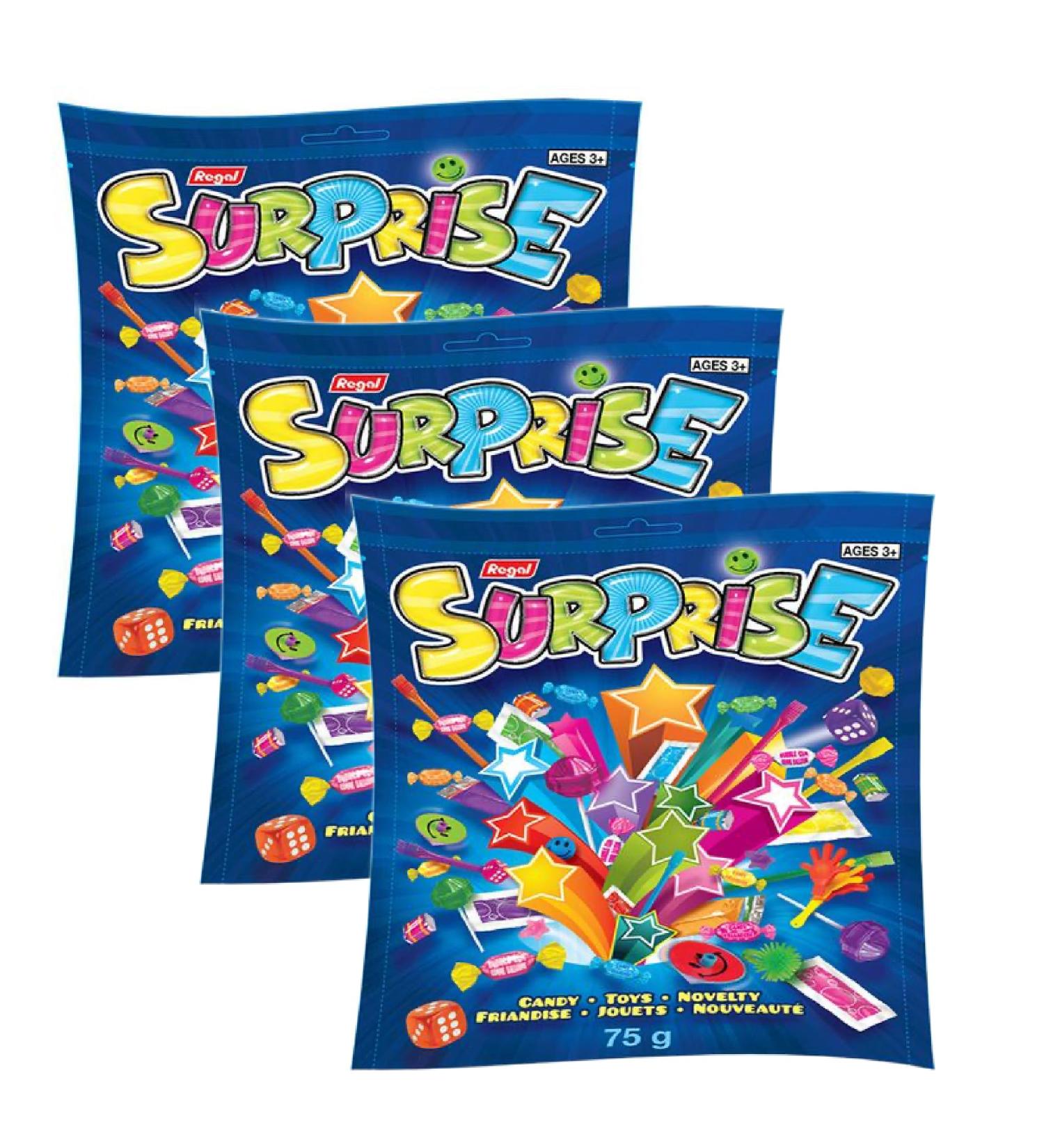 surprise candy 75g pack of 3 Candy Toys Novelty.
