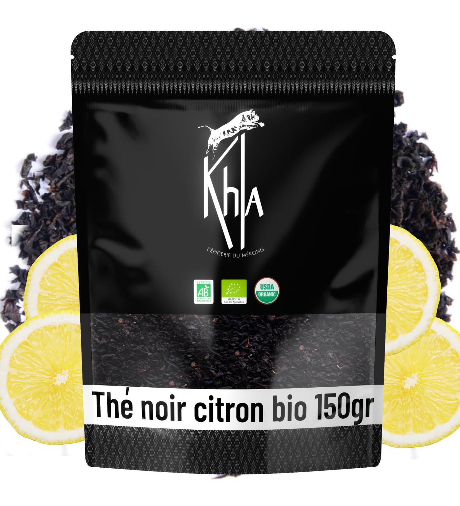  Khla Khla - Organic Lemon Black Tea - 150g Loose Leaf Bag - Invigorating Tea - Citrus Lemon Flavor - Detox and Digestion Tea - Dried Leaves - Ceylon Tea - Origin: Sri Lanka - Herbal Tea & Infusion - Buy Online on GoSupps.com
