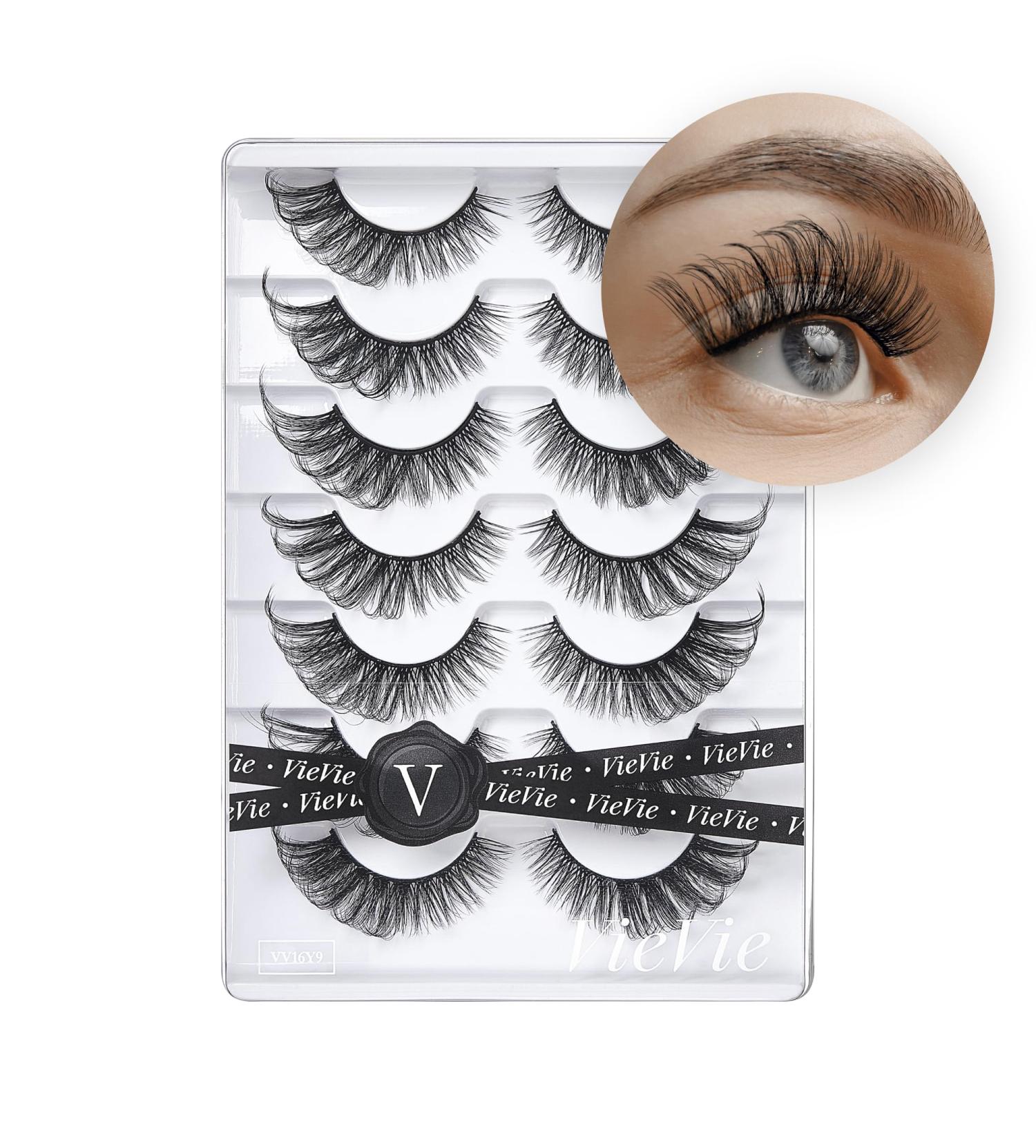 VieVie False Lashes - 7 Pairs Faux Mink Eyelashes for Natural to Dramatic Looks - Lightweight Wispies Style 16 - International Shipping Available - Buy Online on GoSupps.com