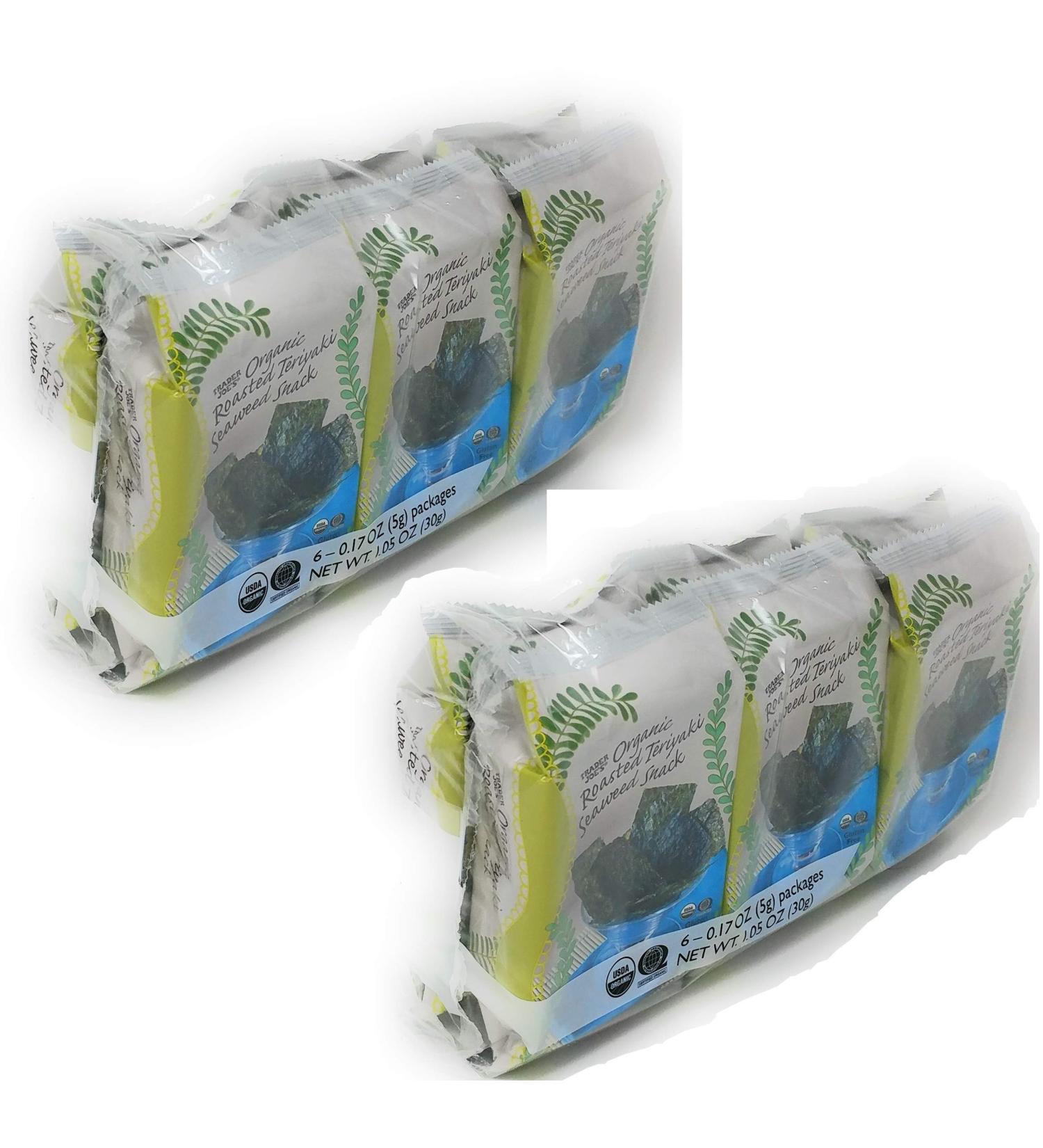 Trader Joes - Organic Roasted Teriyaki Seaweed Snack (6-0.17 oz Packages) - 2-PACK (12 Packages Total) - Buy Online on GoSupps.com
