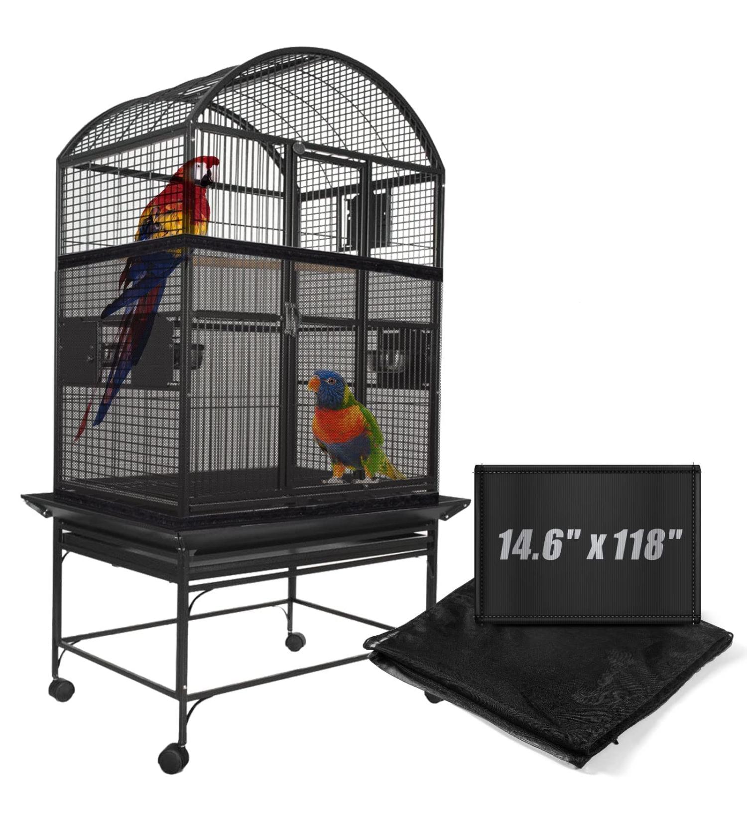 Adjustable Bird Cage Seed Catcher - Large Soft Mesh Skirt for Round & Square Cages - Buy Online on GoSupps.com