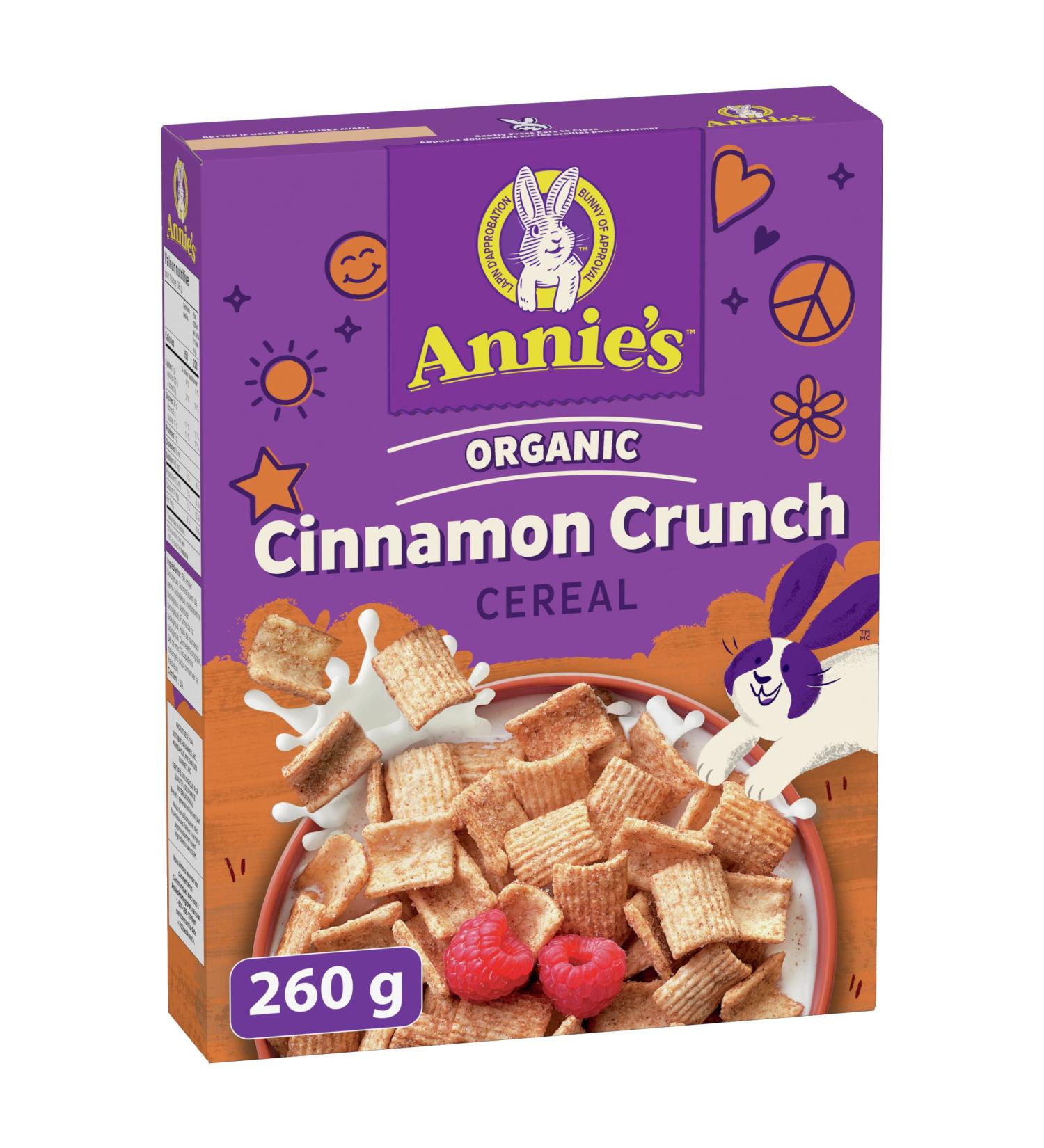 ANNIE'S Cinnamon Toast Crunch Cereal No Artificial Flavours No Synthetic Colours Organic Whole Grains Cinnamon 260 Grams Package of Cereal - Buy Online on GoSupps.com