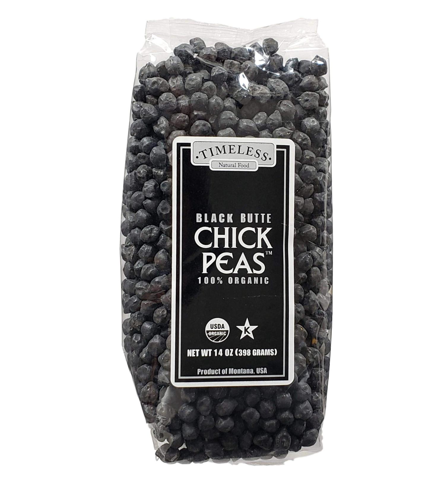 Organic Timeless Black Butte Chickpeas 14oz - Pack of 2 | USDA Certified - Buy Online on GoSupps.com
