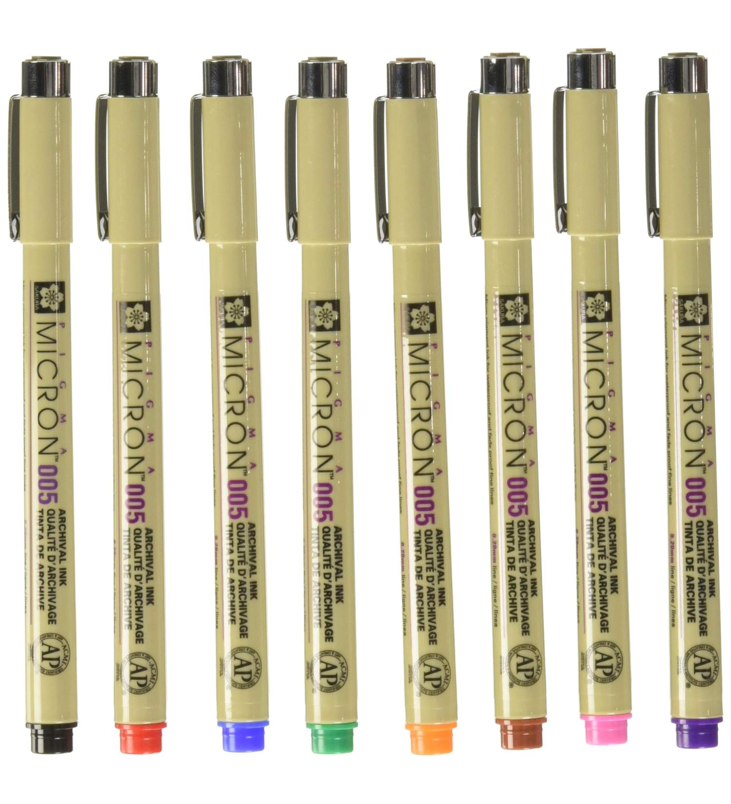 Sakura Pigma Micron 005 8 Color Set | Water-Based Pigment for Illustration - Buy Online on GoSupps.com