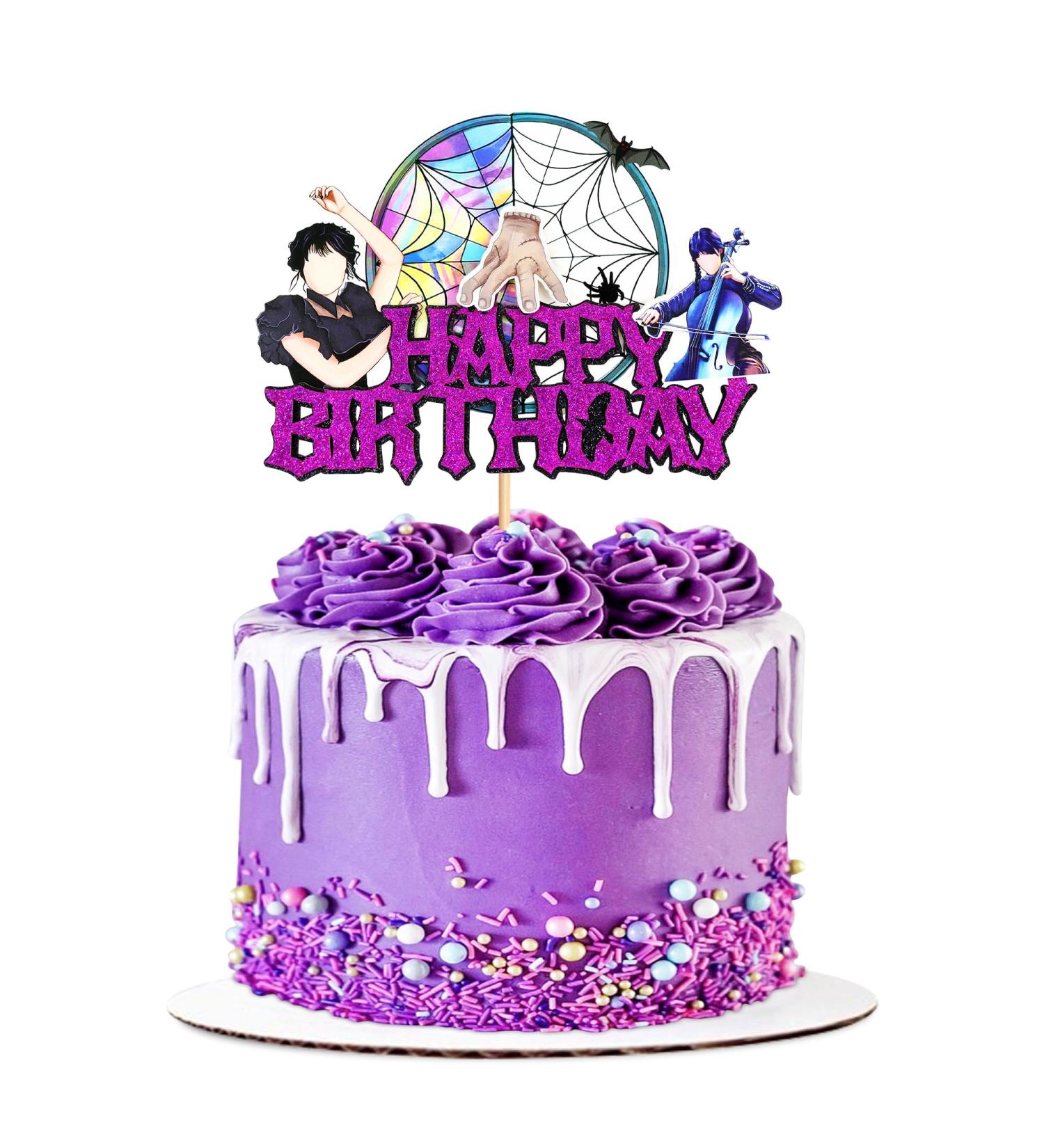 Ercadio 1 Pack Wednes-day Happy Birthday Cupcake Toppers Glitter Magic Hand Black Bat Girl Family Cake Picks for Fantasy Horror Wednes-day Birthday Party Cake Decor Supplies Pattern-5 - Buy Online on GoSupps.com