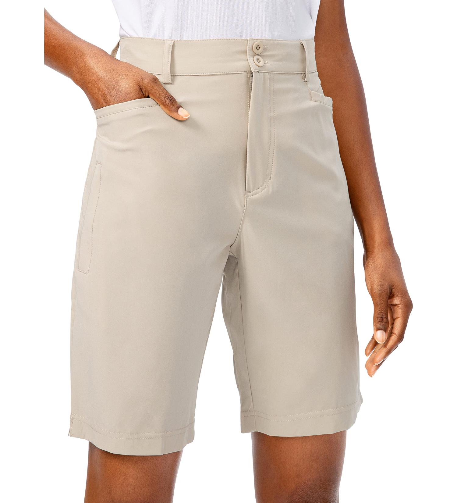 Women's Golf Hiking Shorts - Quick Dry Cargo Bermuda Long Shorts - Khaki X-Large - Buy Online on GoSupps.com