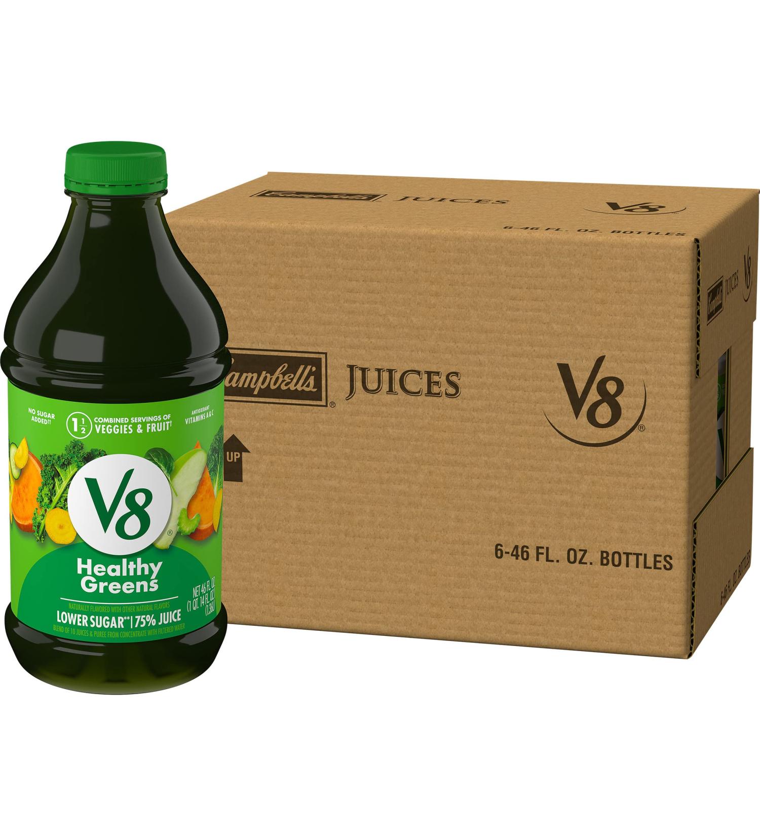 V8 Healthy Greens Juice - 276 Fl Oz (Pack of 6) | Nutrient-Rich Vegetable Drink - Buy Online on GoSupps.com