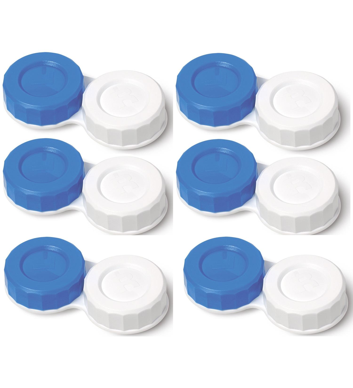 Beautifeye Blue & White Contact Lens Storage Soaking Cases UK Made L & R Marked Lids (6 Cases)