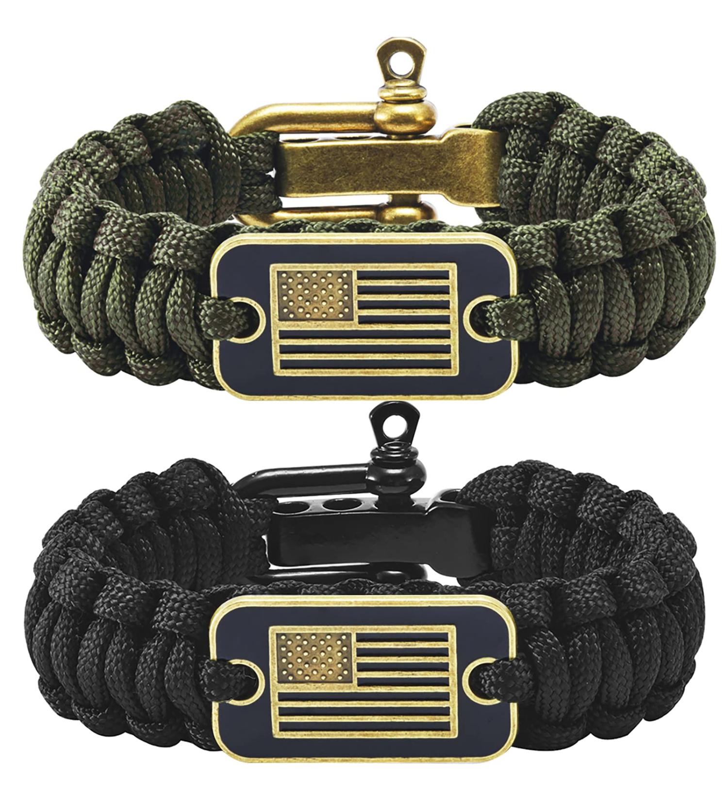 Bronze USA Flag Paracord Bracelet for Military Veterans - Tactical Survival Gift - Buy Online on GoSupps.com