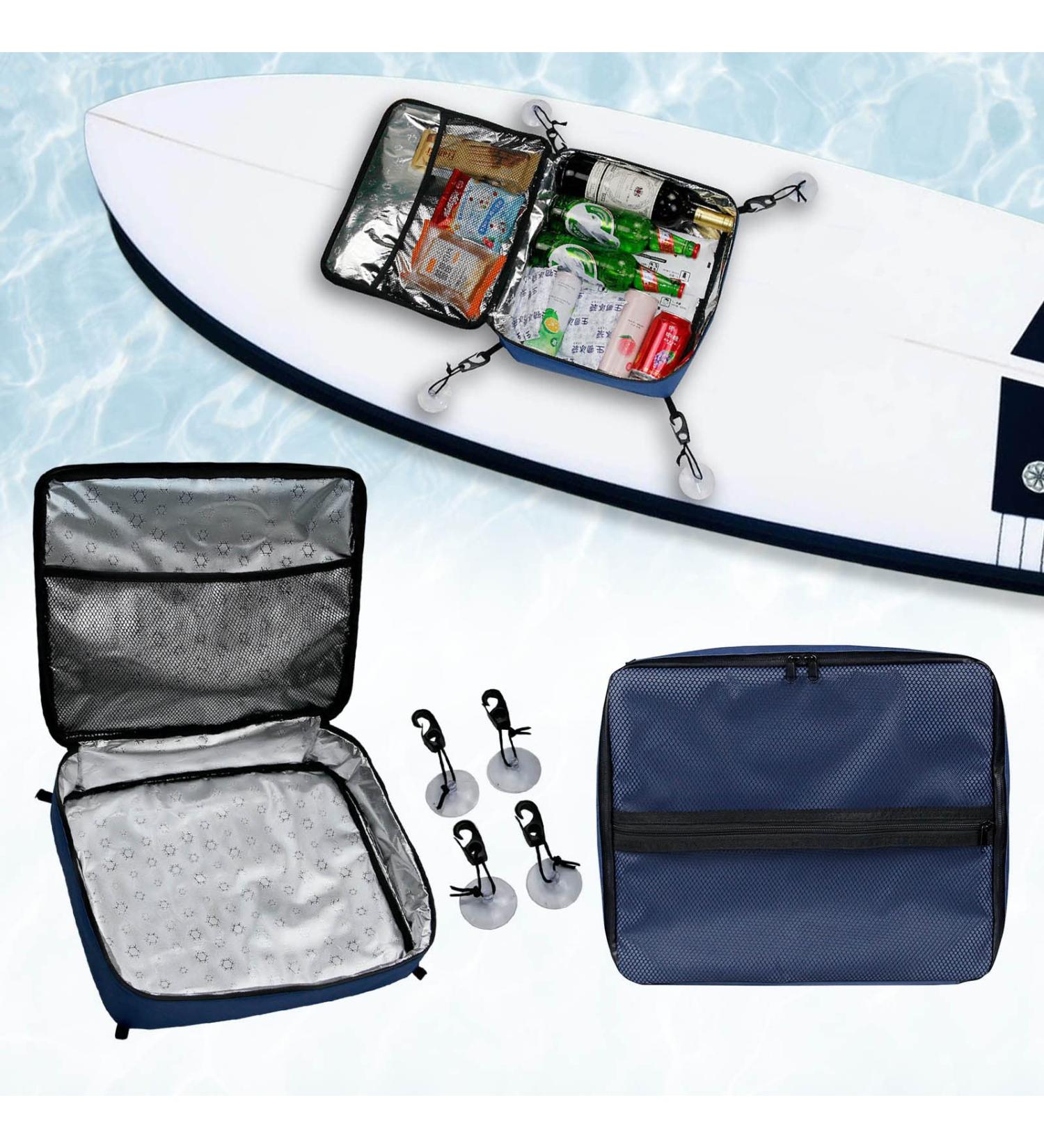 LITEMATIRA Paddle Board Deck Cooler Bag - Blue | Kayak & Surfing Accessories Organizer with Mesh Top Pocket | SUP & Surfboard Storage | 4 Suction Cups - Buy Online on GoSupps.com