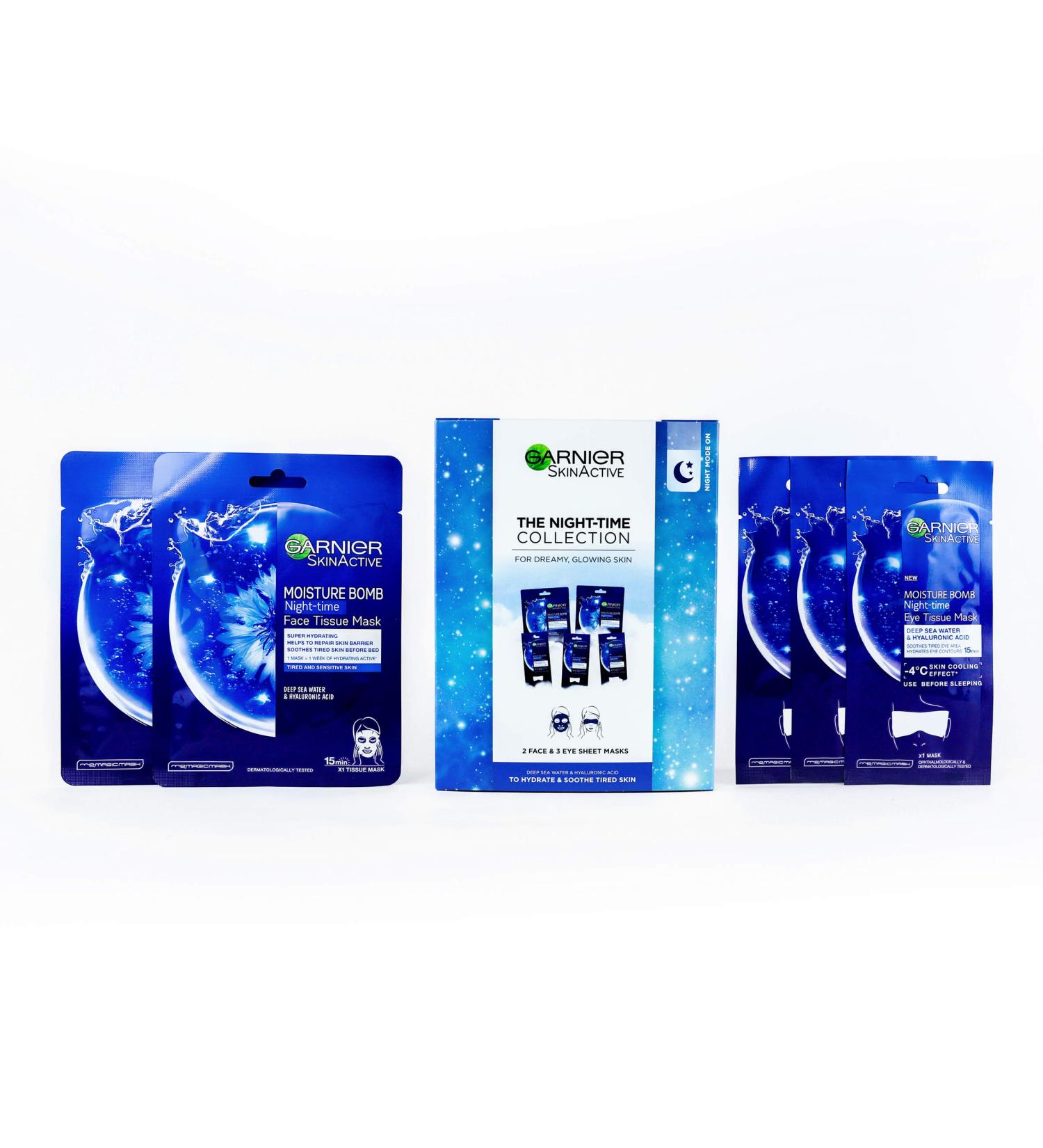 Garnier Moisture Bomb Night-Time Sheet Mask Collection with Deep Sea Water and Hyaluronic Acid - Buy Online on GoSupps.com