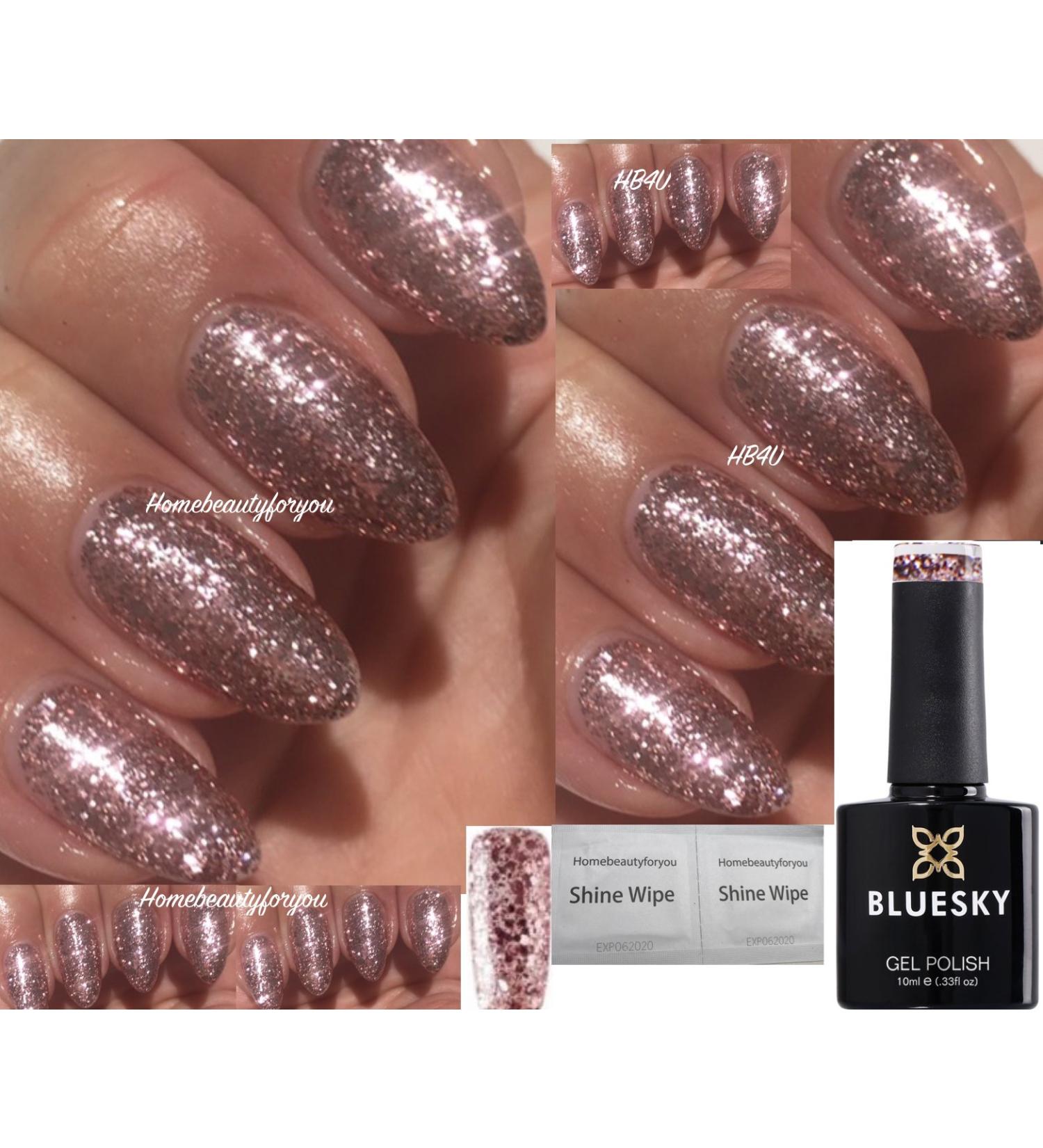 Bluesk Pink Glitter Rose Mist Light Nail Gel Polish KS4049 UV LED Soak Off