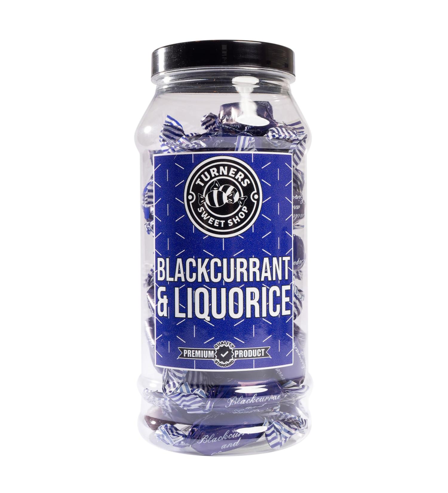 Blackcurrant & Liquorice - 370g by Turners Sweet Shop Traditional Retro Gift Jar Classic Original Pick & Mix Sweets Quality Confectionary Fantastic Gifts for Him Her or Them