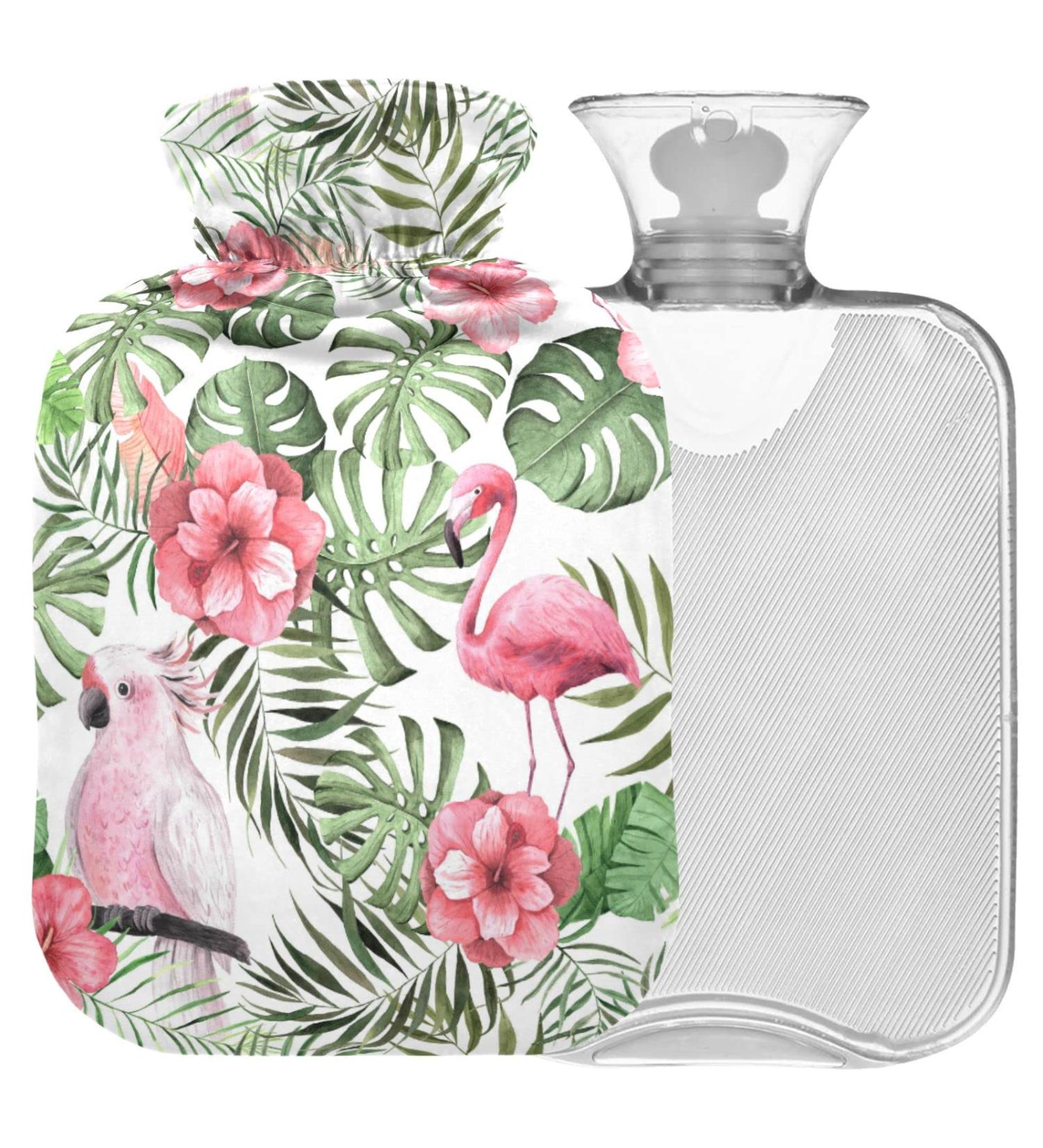 NAANLE 2L Heat Bottle with Palm Leaf Flamingo Cover | Hot Water Bottle for Menstrual Cramps & Pain Relief | Heat & Cold Therapy Solution - Buy Online on GoSupps.com