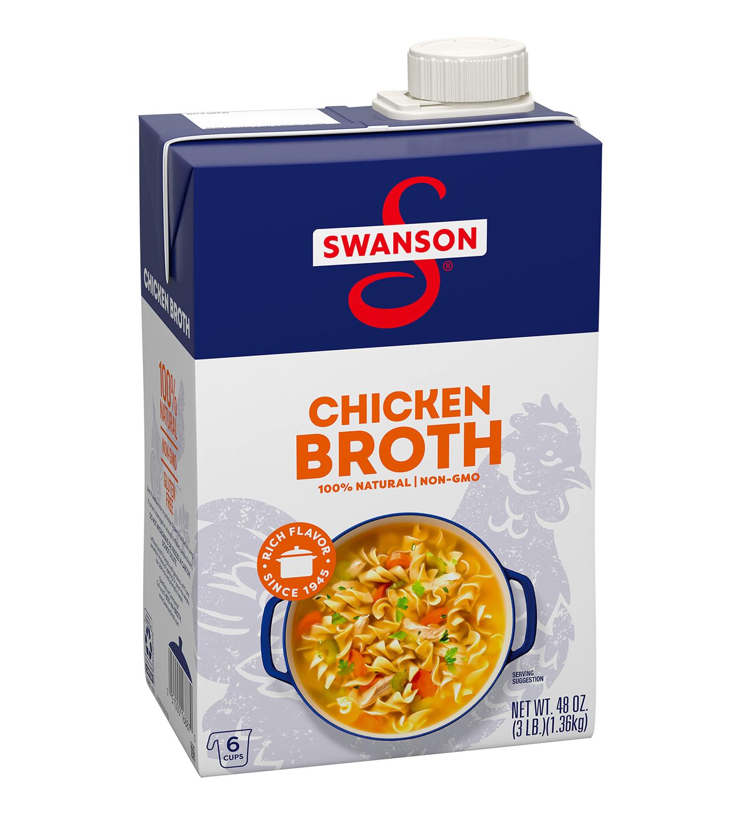 Swanson 100% Natural Gluten-Free Chicken Broth 48 Oz Carton - 48 Ounce Pack - Buy Online on GoSupps.com