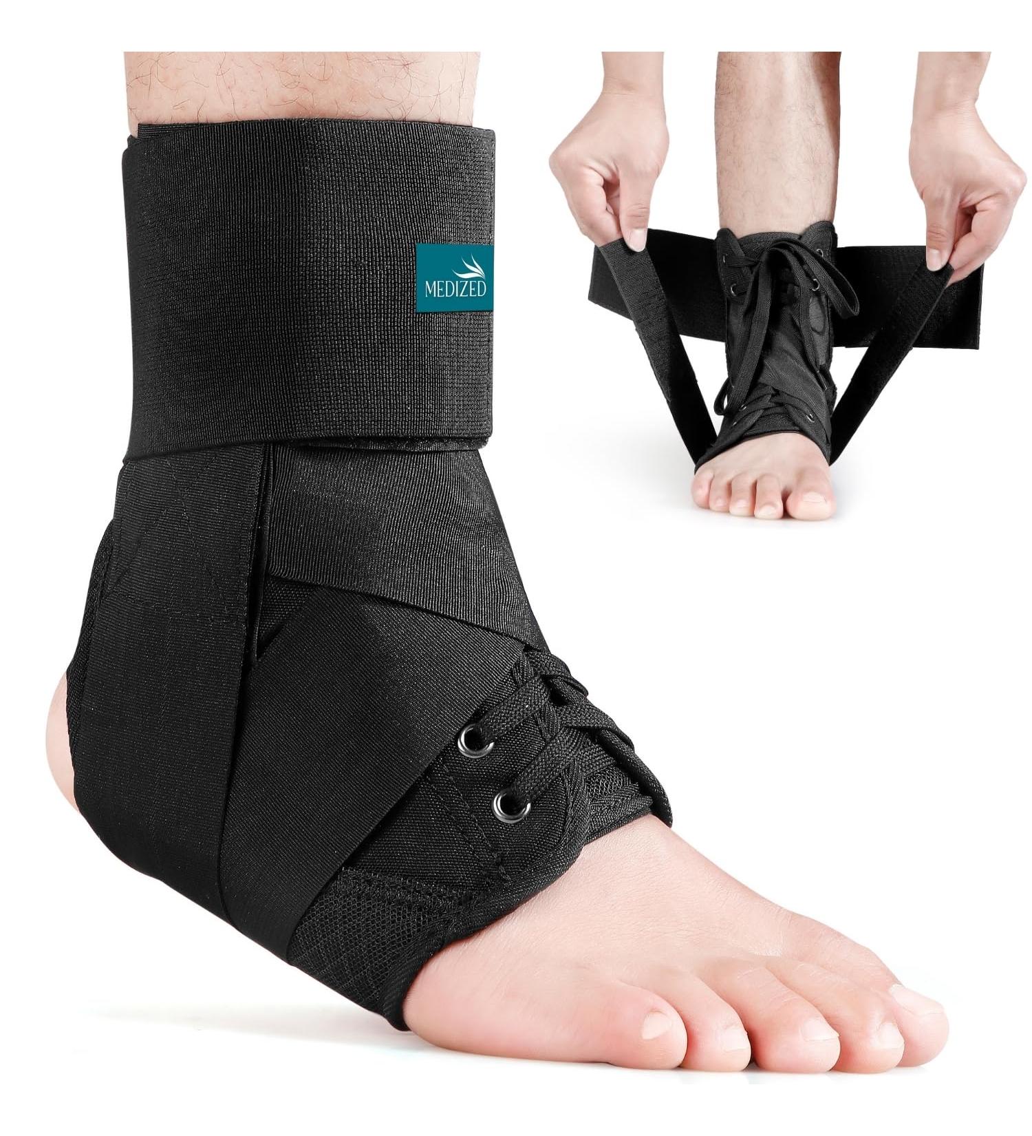 MEDIZED Ankle Brace - Adjustable Lace-Up Support for Running Basketball & Injury Recovery | Unisex Ankle Wrap for Men Women & Kids (Medium - Buy Online on GoSupps.com