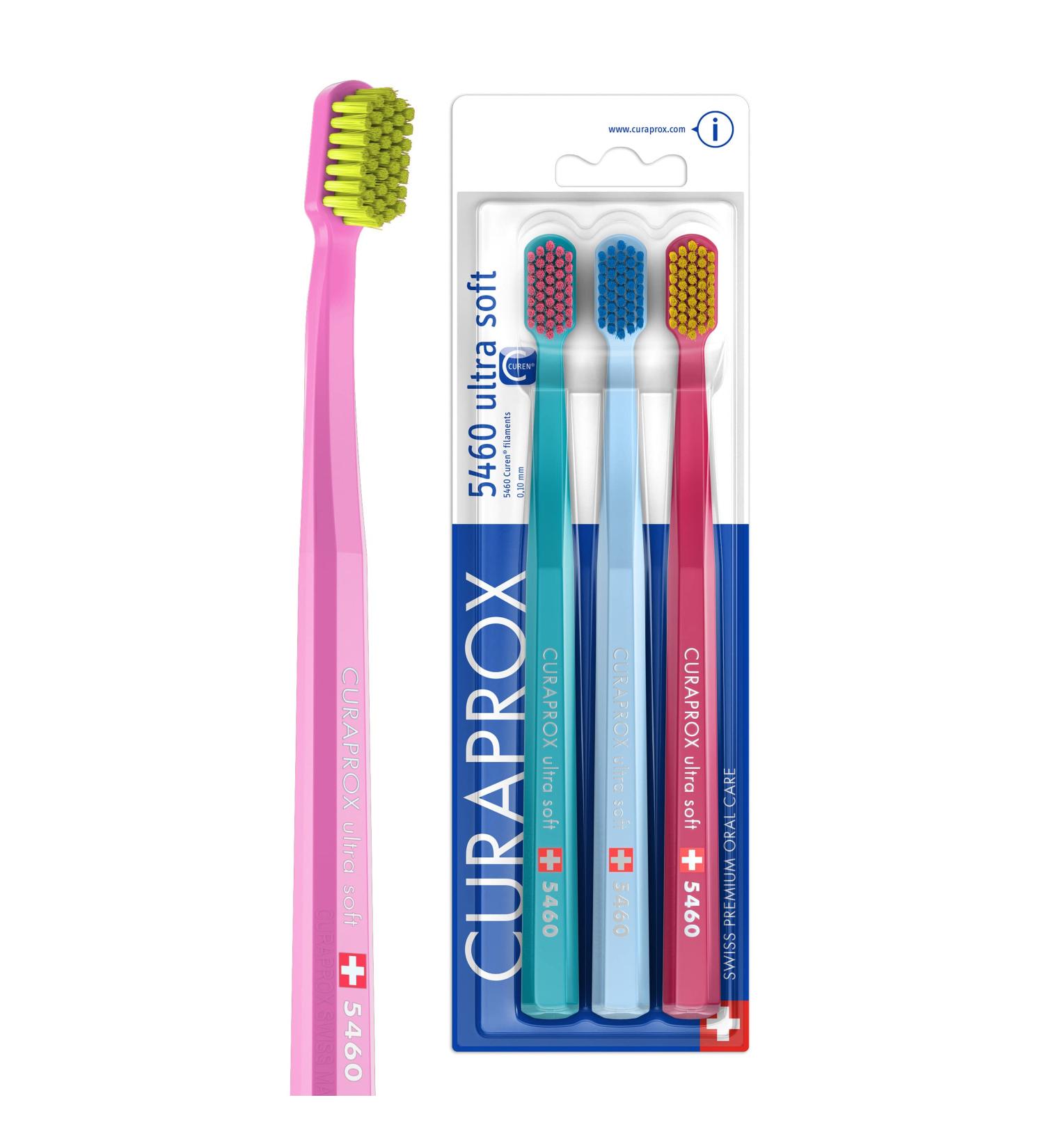 Curaprox CS 5460 Ultra Soft Toothbrush Set - 3-Pack for Adults | Super Soft Bristles for Gentle Cleaning - Buy Online on GoSupps.com