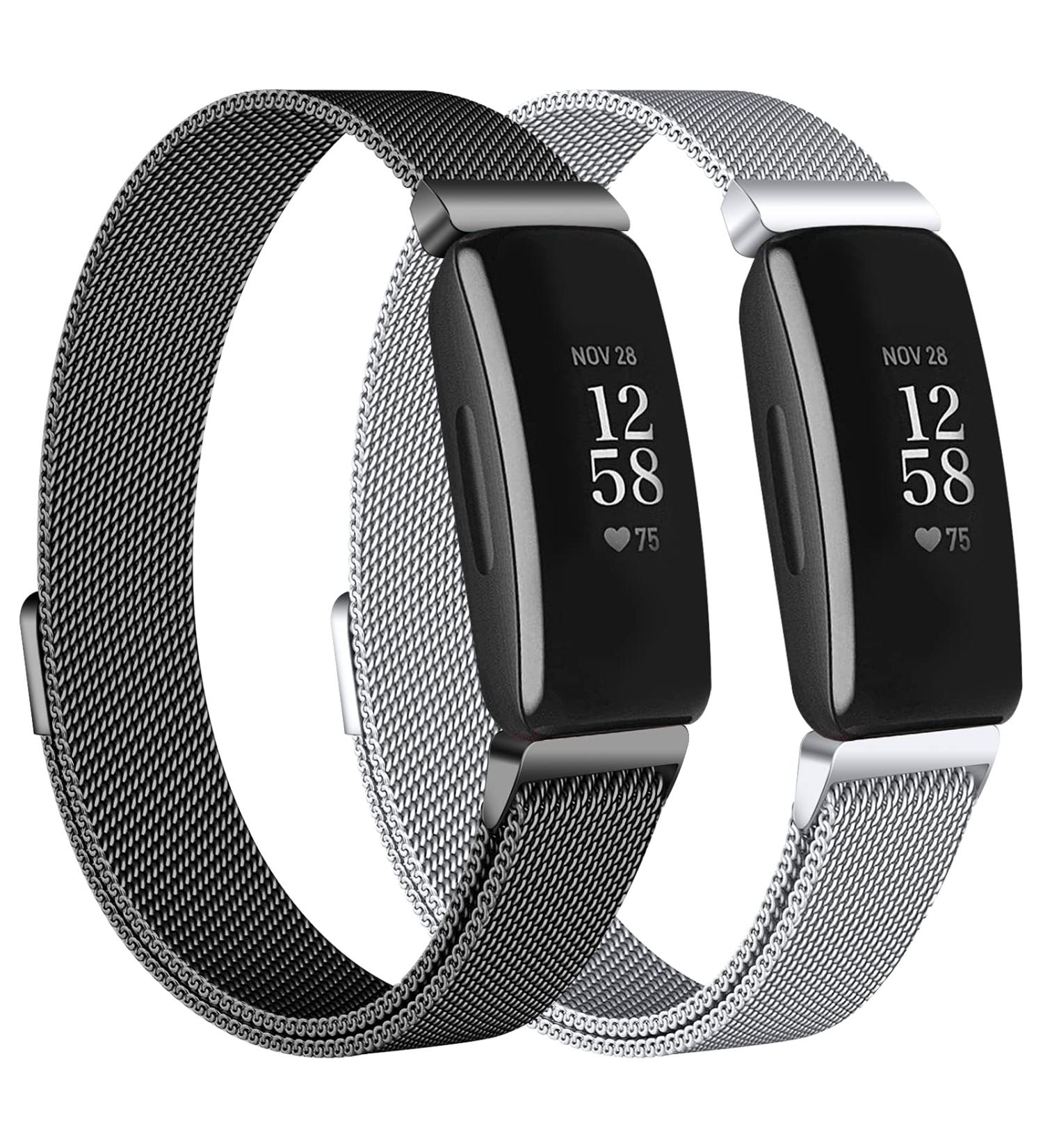 OCEBEEC 2-Pack Bands Compatible with Fitbit Inspire 2/ Inspire HR/Inspire  Stainless Steel Metal Mesh Loop Wristband Replacement for Fitbit Inspire Fitness Tracker Women Men Silver/Black - Buy Online on GoSupps.com