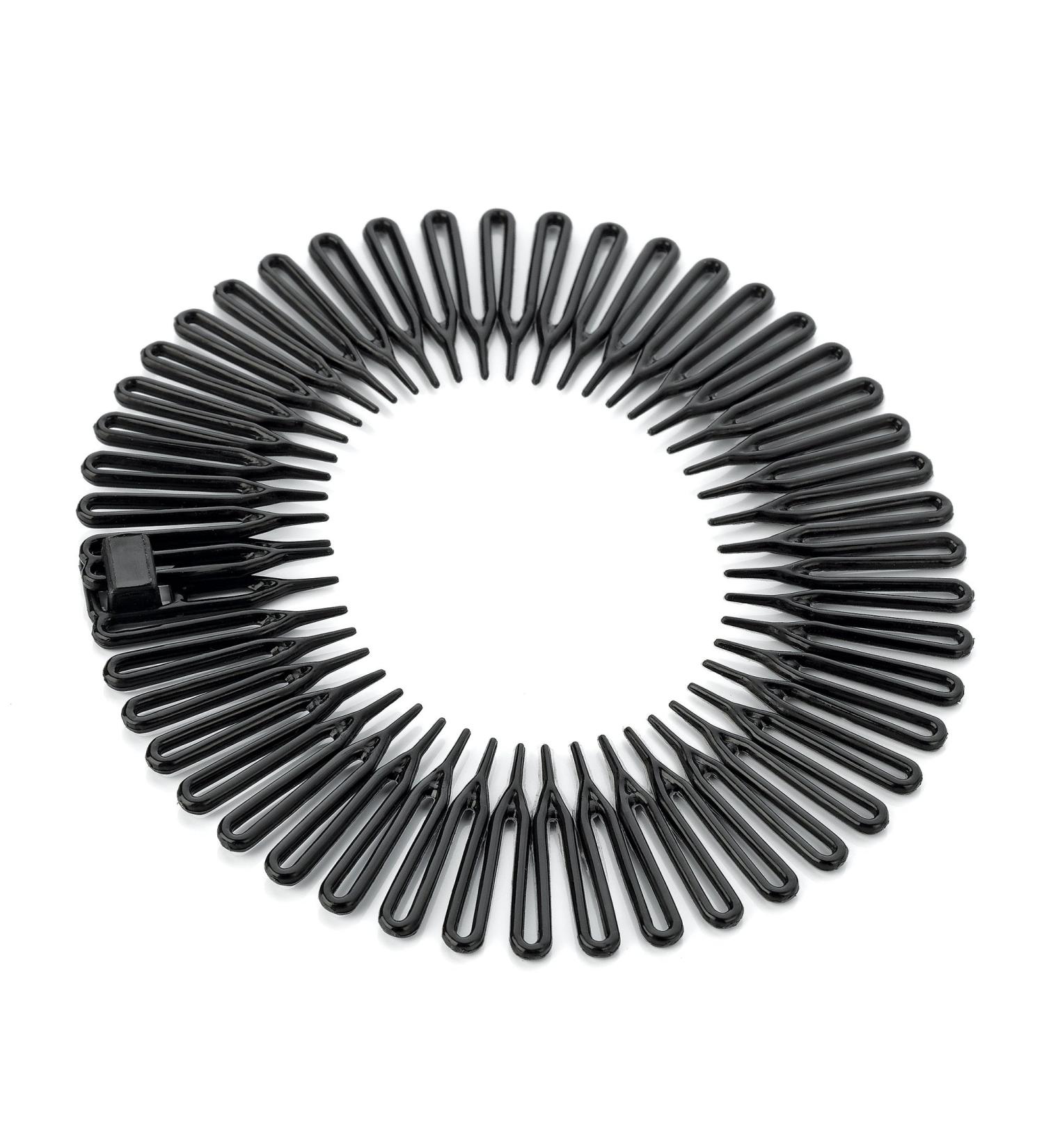 Black Plastic Flexi Comb Zig Zag Sports Headband Hair Band by Other