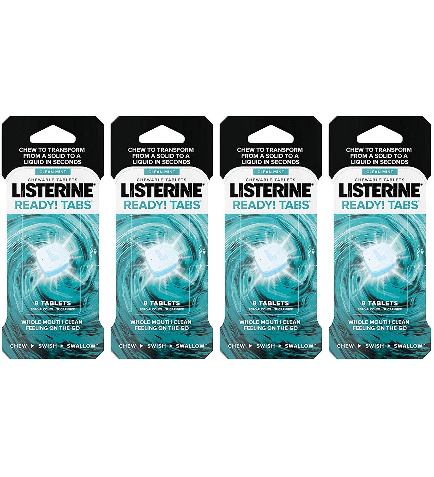Listerine Ready Tabs Clean Mint Flavor Sugar-Free, 32 Chewable Tablets