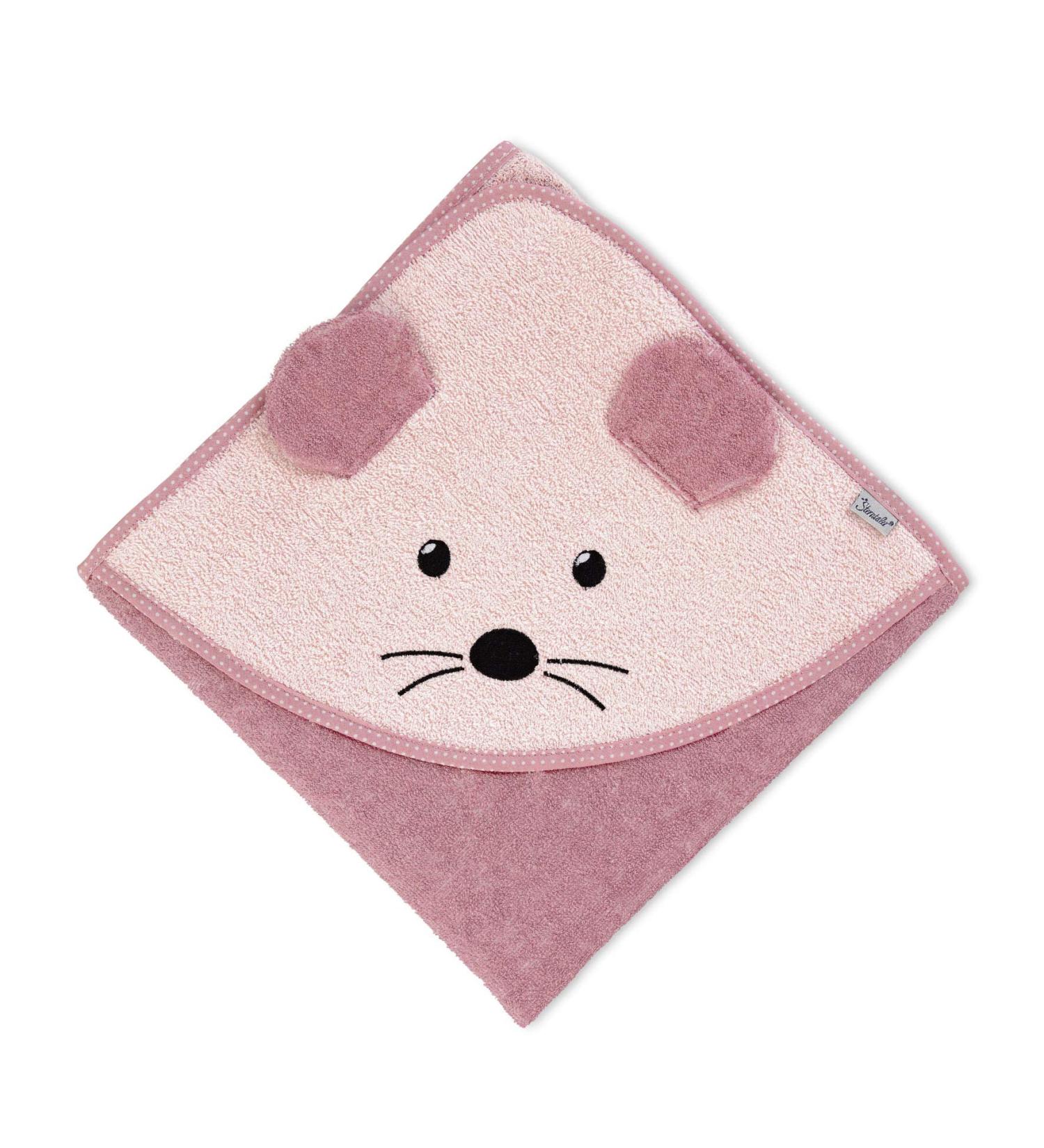 Sterntaler Hooded Bath Towel Mouse Mabel - Pink 100x100 cm for Babies | Soft & Cozy Towel for Newborns - Buy Online on GoSupps.com