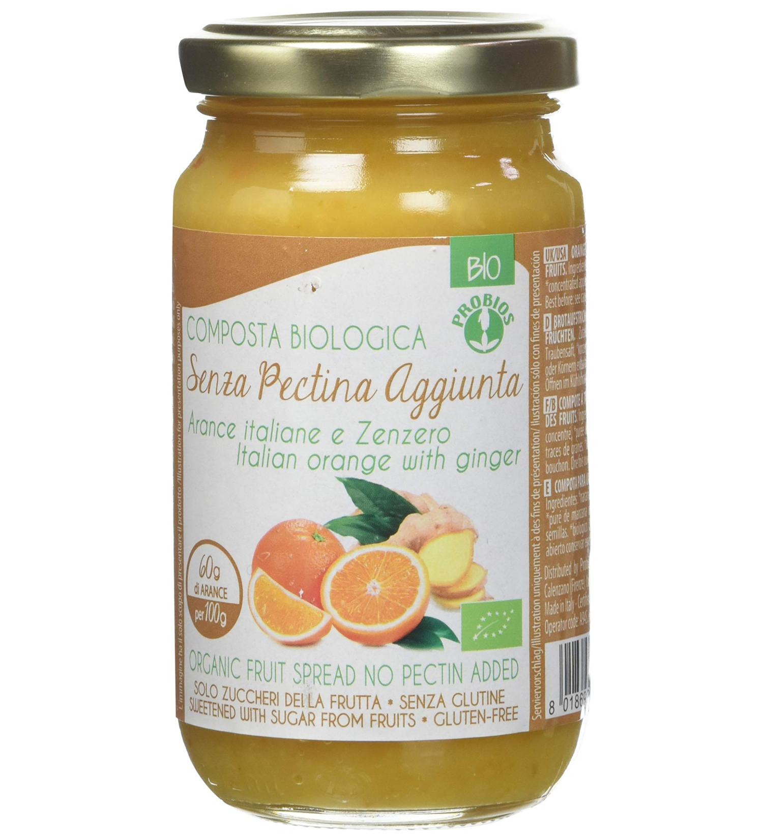 Probios Orange and Ginger Puree without Pectin with Organic Fruit Sugar 220 g - Buy Online on GoSupps.com