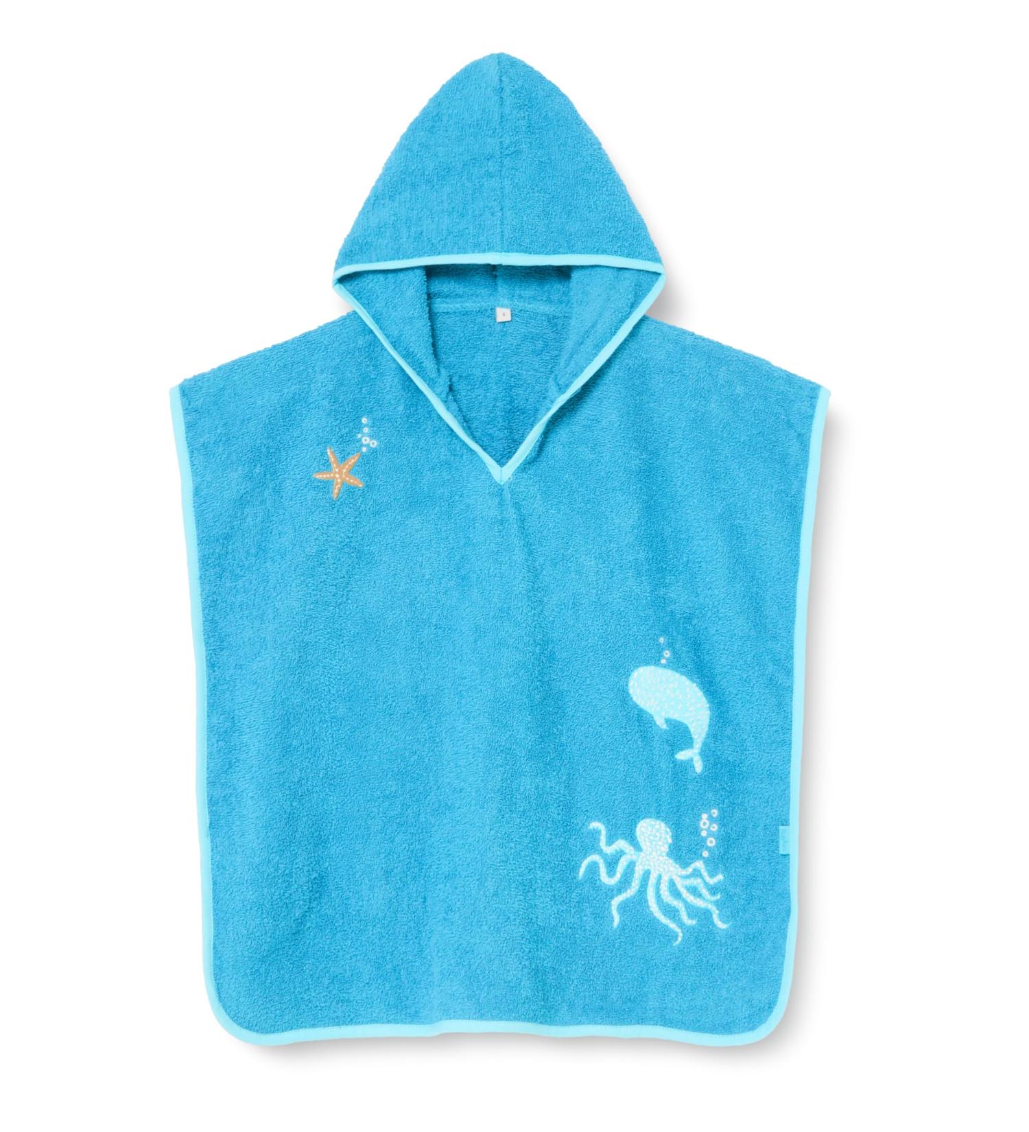 Playshoes Unisex Children's Terry Cloth Poncho Bathrobe Towel - Sea Animals (Ages 0-4) | International Shipping Available - Buy Online on GoSupps.com