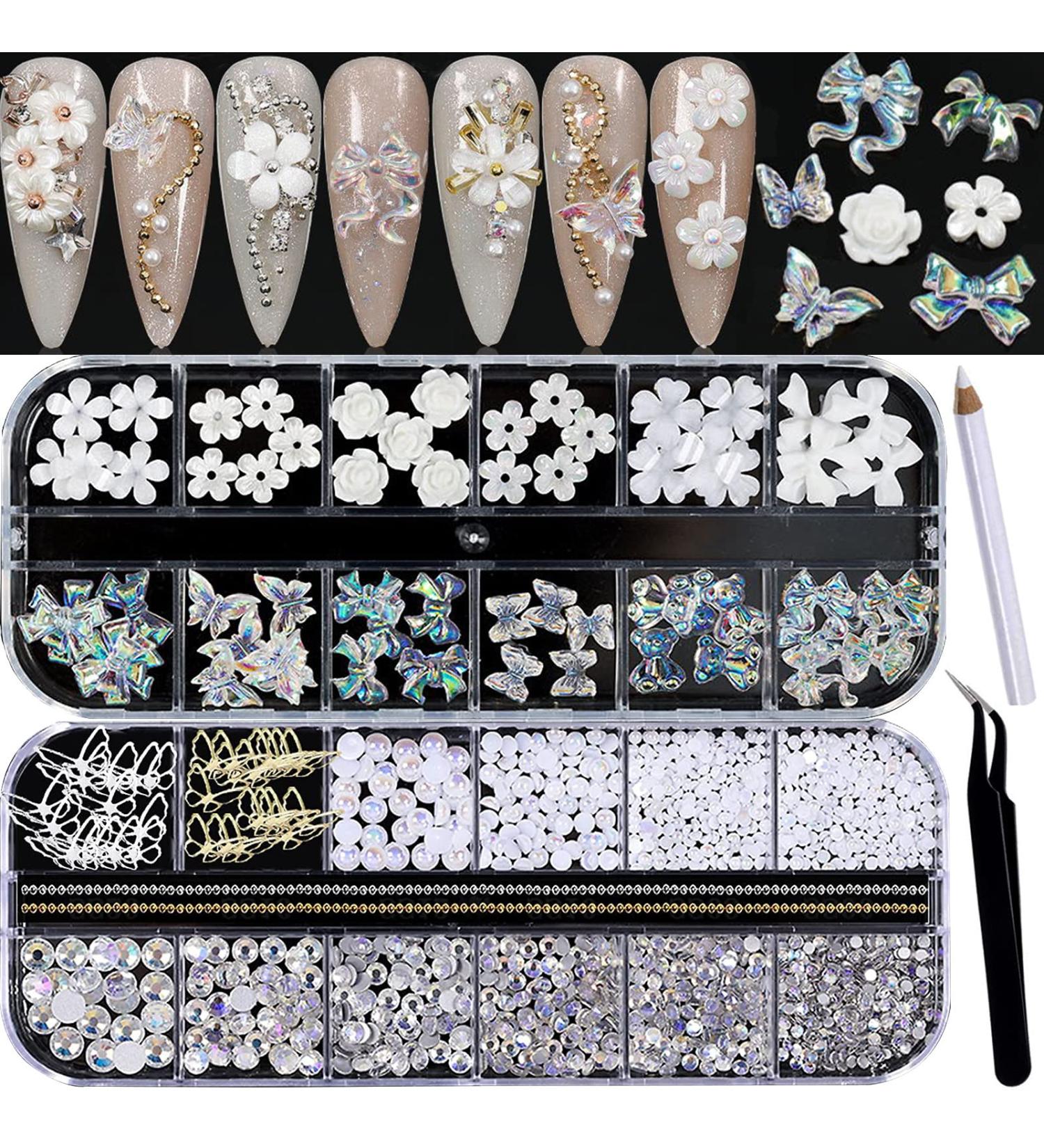 RODAKY 3D Nail Charms - Butterfly, Flower, Bear Designs for Acrylic Nails | Nail Art Crafts Diamond Decoration with Pearls, Metal, Crystal Rhinestones - DIY Nail Design Charms - Buy Online on GoSupps.com