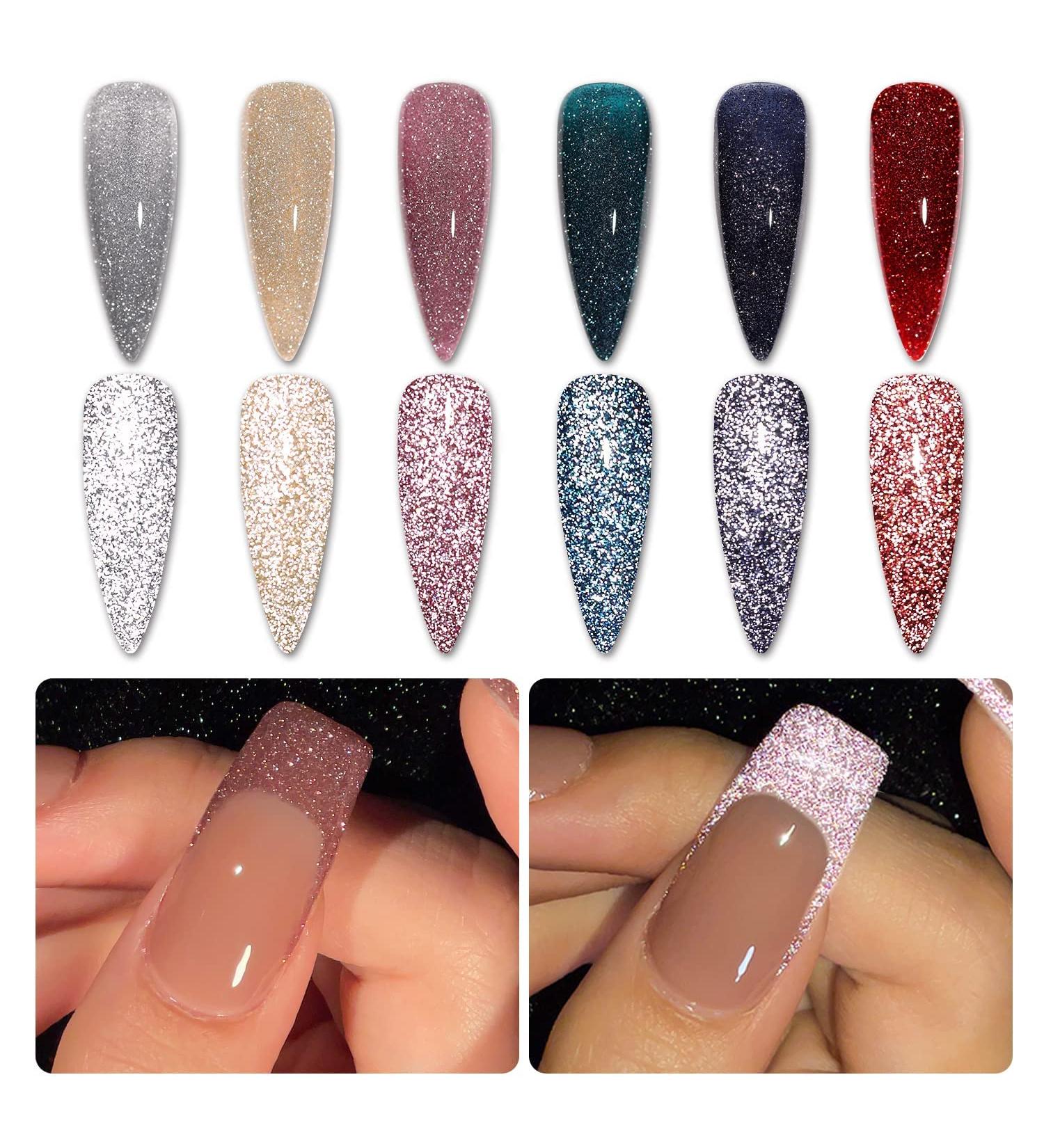 GAOY Reflective Glitter Gel Nail Polish Set - 6 Colors Including Pink, Red, Silver Holographic | UV LED Soak Off, DIY Manicure Kit for Home & Salon Varnish | Pop Reflective Shine - Buy Online on GoSupps.com
