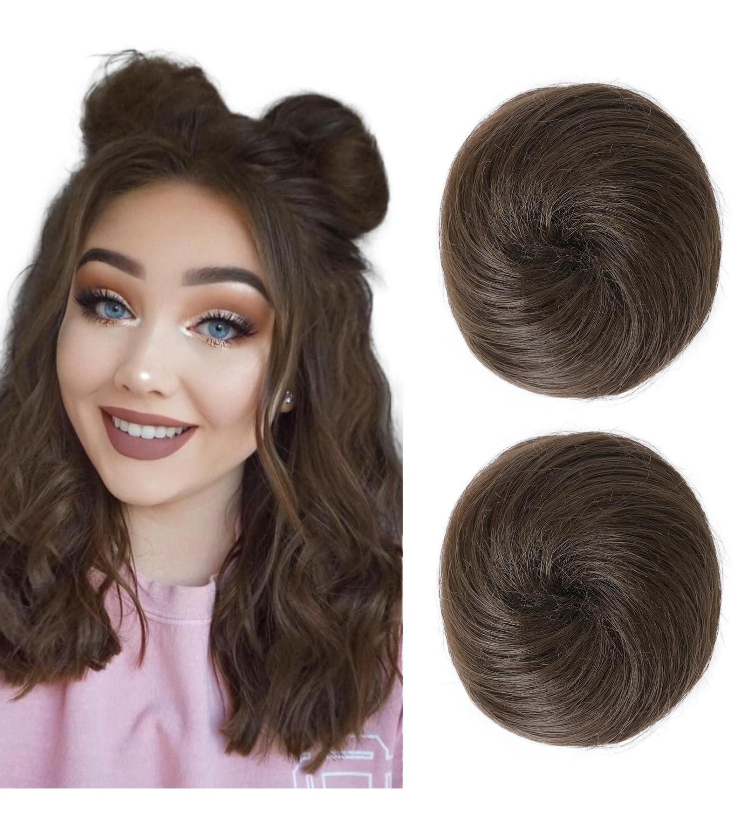 REECHO 2 PCS Mini Claw Clip in Messy & Cat Ears Hair Bun Extensions Wig Accessory Updo Hairpieces for Women Girls (Pack of 2-3" Straight Medium Ash Brown) Pack of 2 - 3" Straight Medium Ash Brown - Buy Online on GoSupps.com