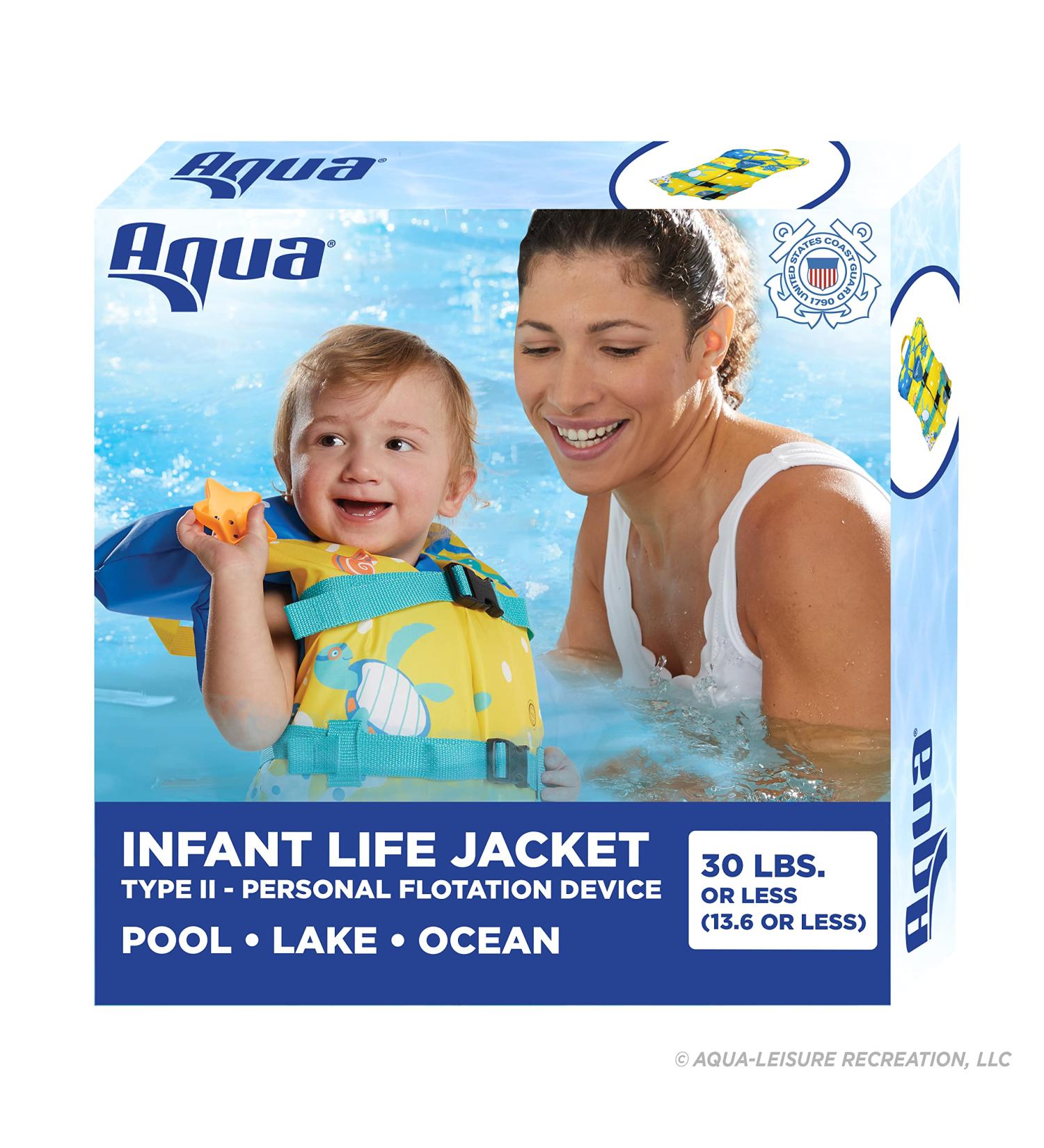 Coast Guard-Approved Aqua Life Jacket PFD | Flex-Form-Fit Design | Seafoam Blue | Infant/Kids/Youth - Buy Online on GoSupps.com
