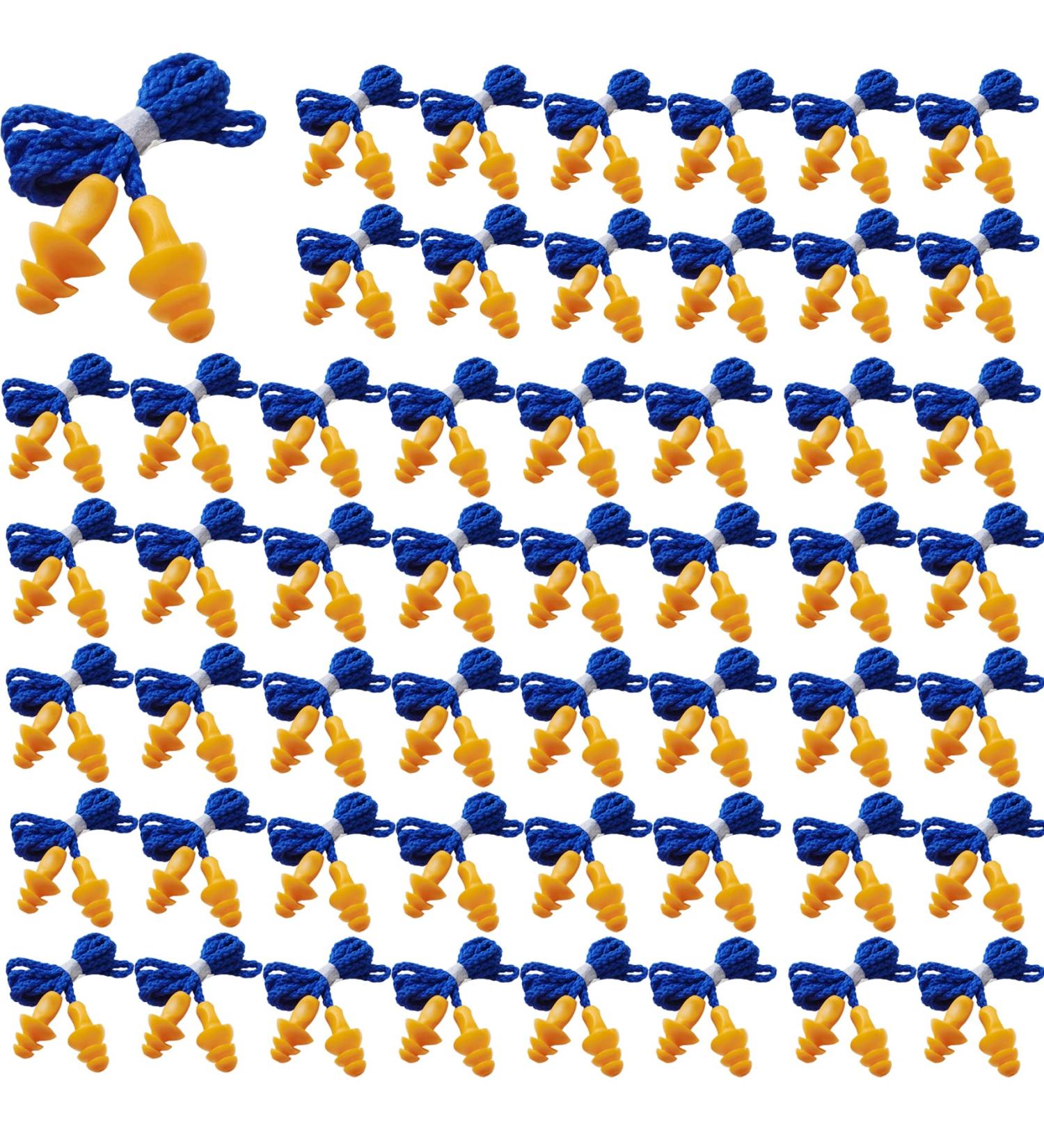 GXXMEI 100 Pairs Reusable Silicone Ear Plugs with String - Noise Cancelling Ear Protection for Sleep & Hearing Safety - International Shipping Available - Buy Online on GoSupps.com