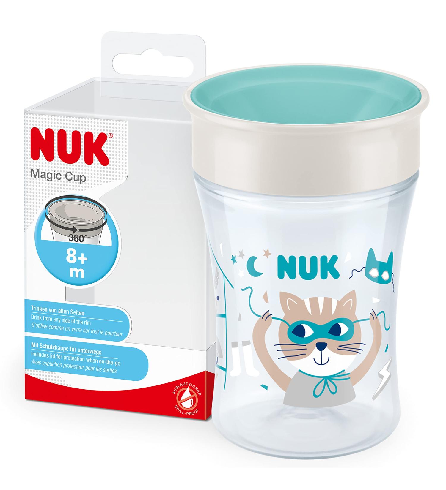 NUK Magic Cup Sippy Cup | 360 Anti-Spill Rim | BPA-Free | 230ml | Blue Cat | 8+ Months | Leak-Proof | 1 Count - Buy Online on GoSupps.com