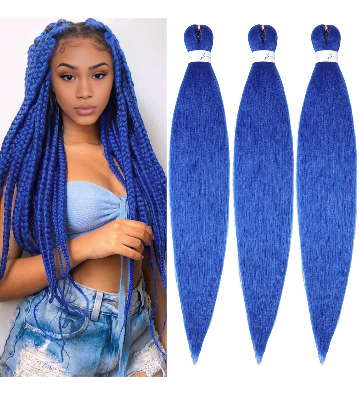 YDDM 20 Inch Pre-Stretched Braiding Hair Extensions - Blue Jumbo Braids (3 Packs) | Perfect for Art & Styles - Buy Online on GoSupps.com