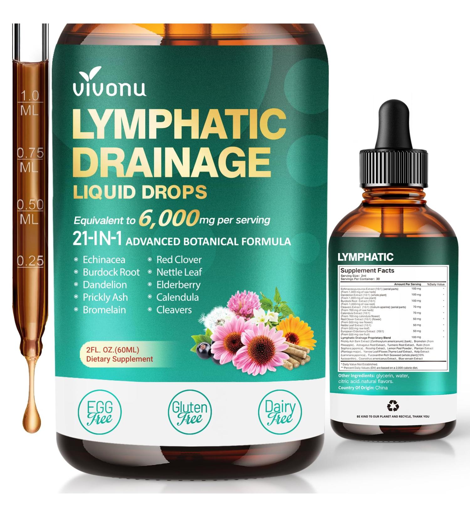 VivoNu Lymphatique Gouttes - Soutient l'Absorption Syst me Immunitaire - l' quilibre et le Bien- tre - Contre Jambes Lourdes - 100% Naturel - 60 ml - Sans OGM - Buy Online on GoSupps.com