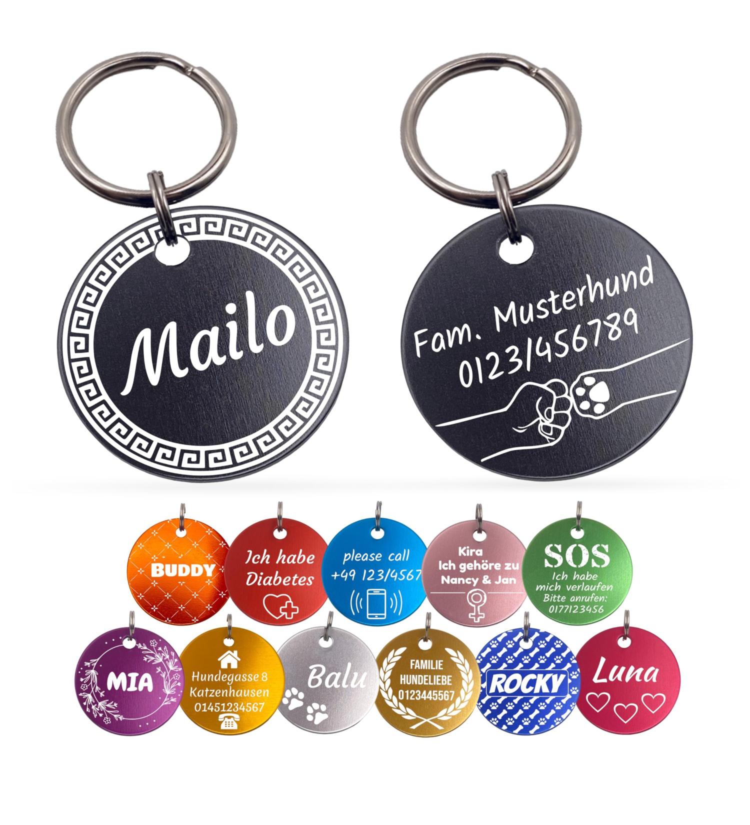 Personalized Engraved Pet Tags - Unique Branding for Dogs & Cats | Double-Sided Round 30mm & 35mm - Silver - Buy Online on GoSupps.com