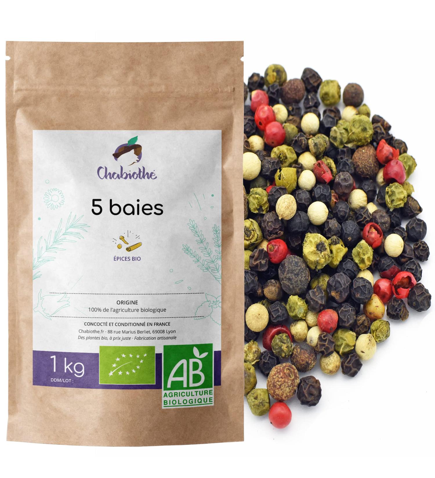 Chabioth - Poivre 5 Baies m lange Bio 1 kg - m lang et conditionn en France
