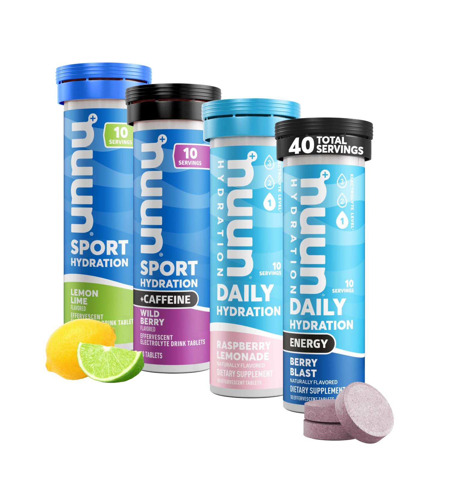 Nuun Hydration Electrolyte Tablets - Vegan Non-GMO Drink Mix | 5 Essential Electrolytes | Low Sugar | 4 Pack (40 Servings - Buy Online on GoSupps.com