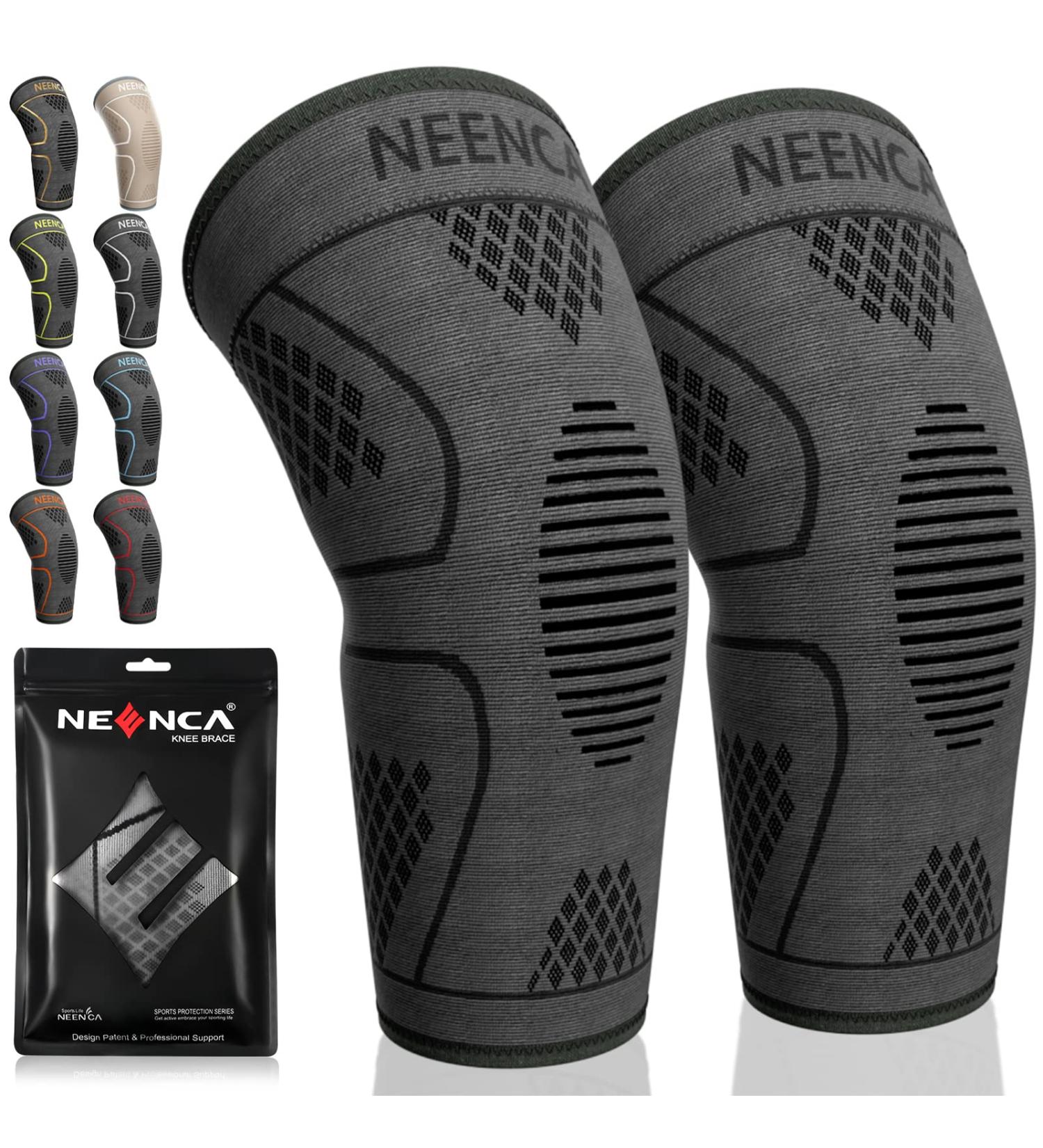 NEENCA Knee Brace Compression Sleeve for Pain Relief - Medium 2 Pack, Black - Buy Online on GoSupps.com